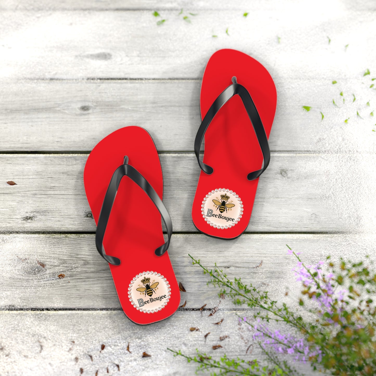 Bee Boujee RED Flip Flops - MEDIUM