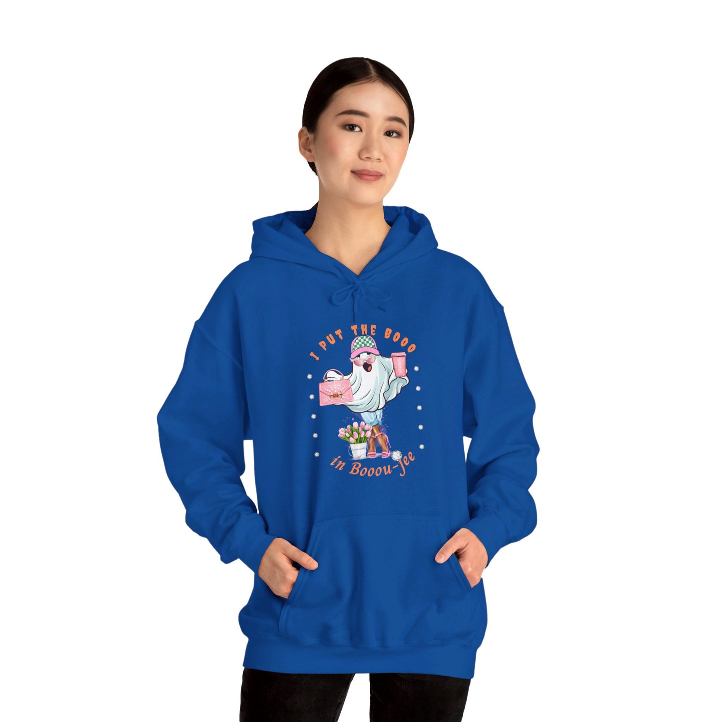 Halloween Booo in Boooujee Heavy Blend™ Hooded Sweatshirt - BROWN SKIN TONE