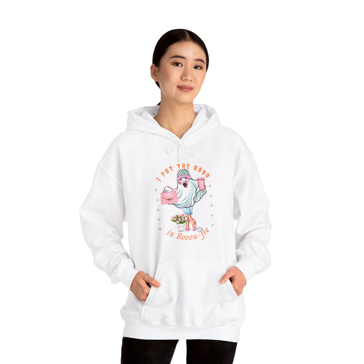 Halloween Booo in Boooujee Heavy Blend™ Hooded Sweatshirt - FAIR SKIN TONE