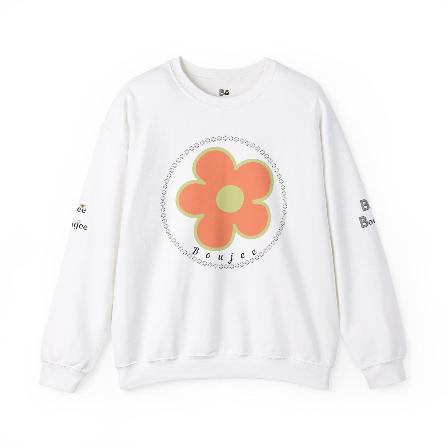 Boujee Flower Orange Green - Heavy Blend™ Light Colors Crewneck Sweatshirt