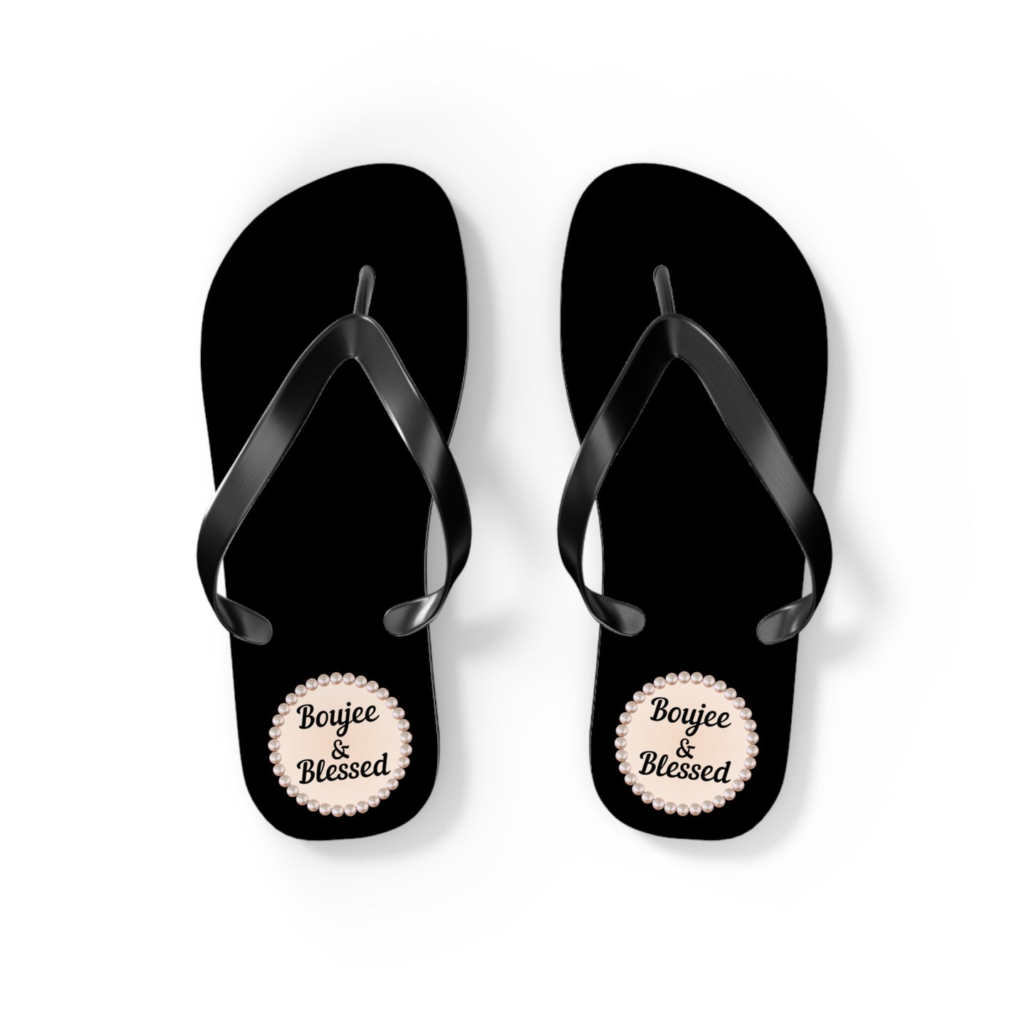 Boujee & Blessed BLACK Flip-Flops - SMALL
