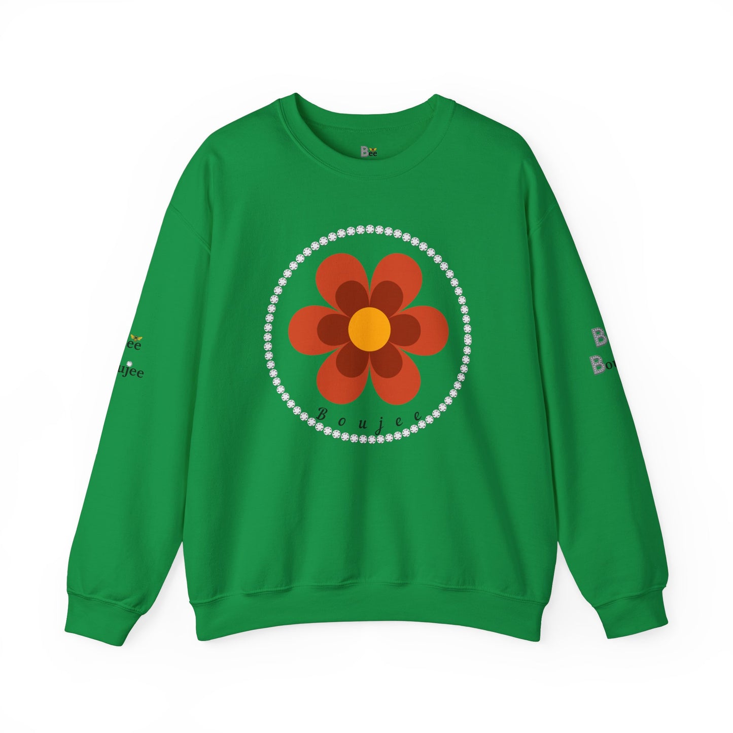 Boujee Flower Burnt Orange - Heavy Blend™ Light Colors Crewneck Sweatshirt