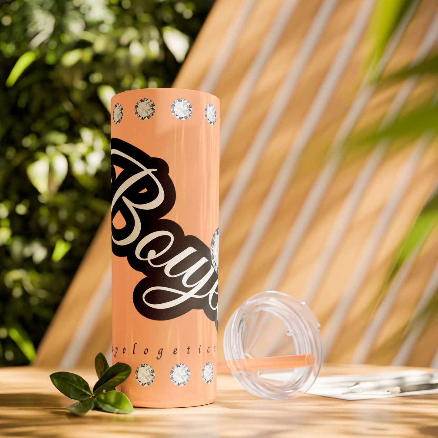 Boujee Unapologetically in DIAMONDS - Skinny Tumbler with Straw, 20oz