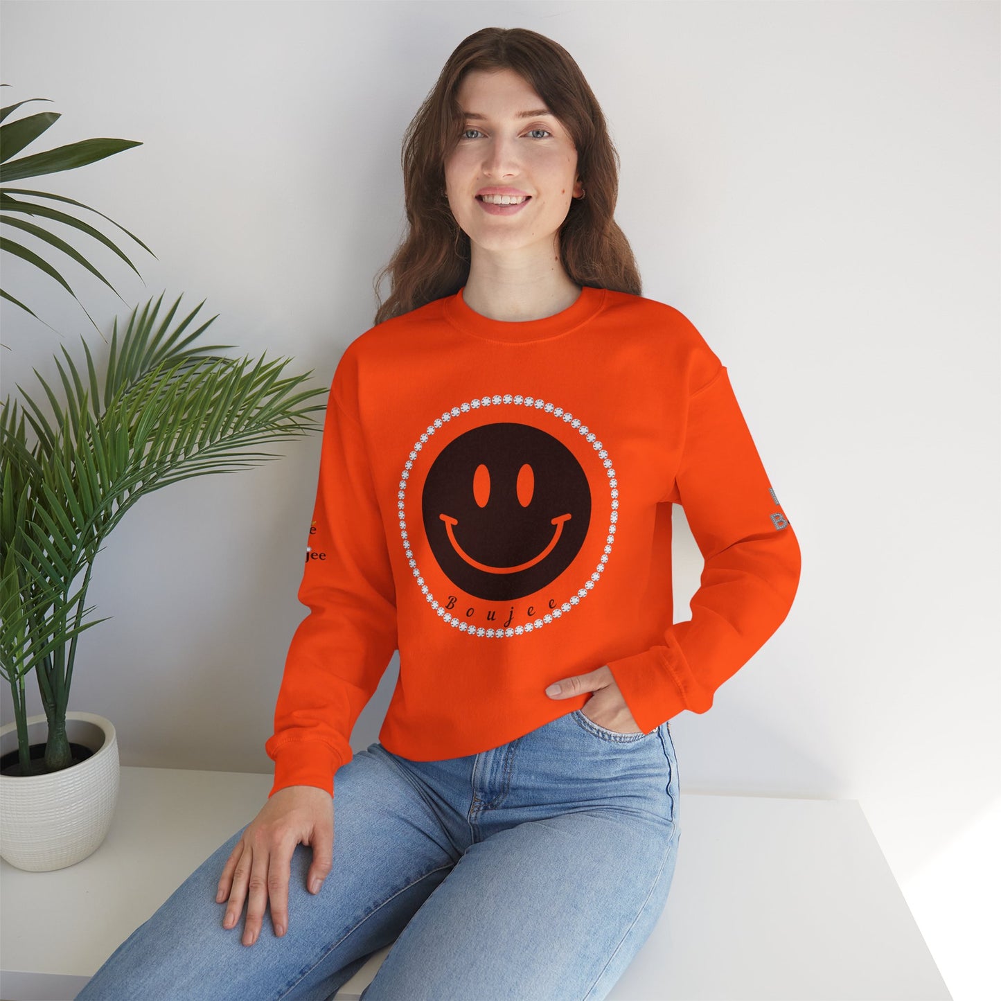 Boujee Smiley Face Black - Heavy Blend™ Light Colors Crewneck Sweatshirt