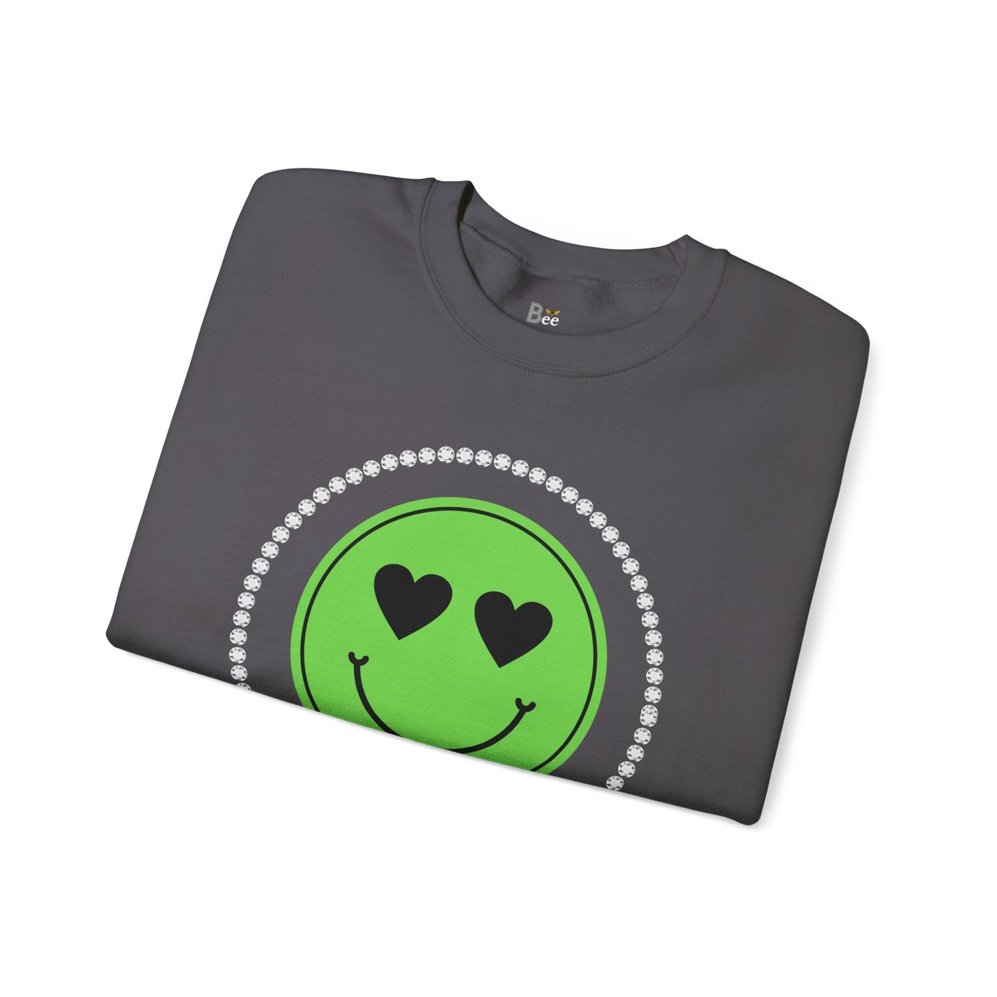Boujee Smiley Face Green Heart Eyes - Heavy Blend™ Dark Colors Crewneck Sweatshirt