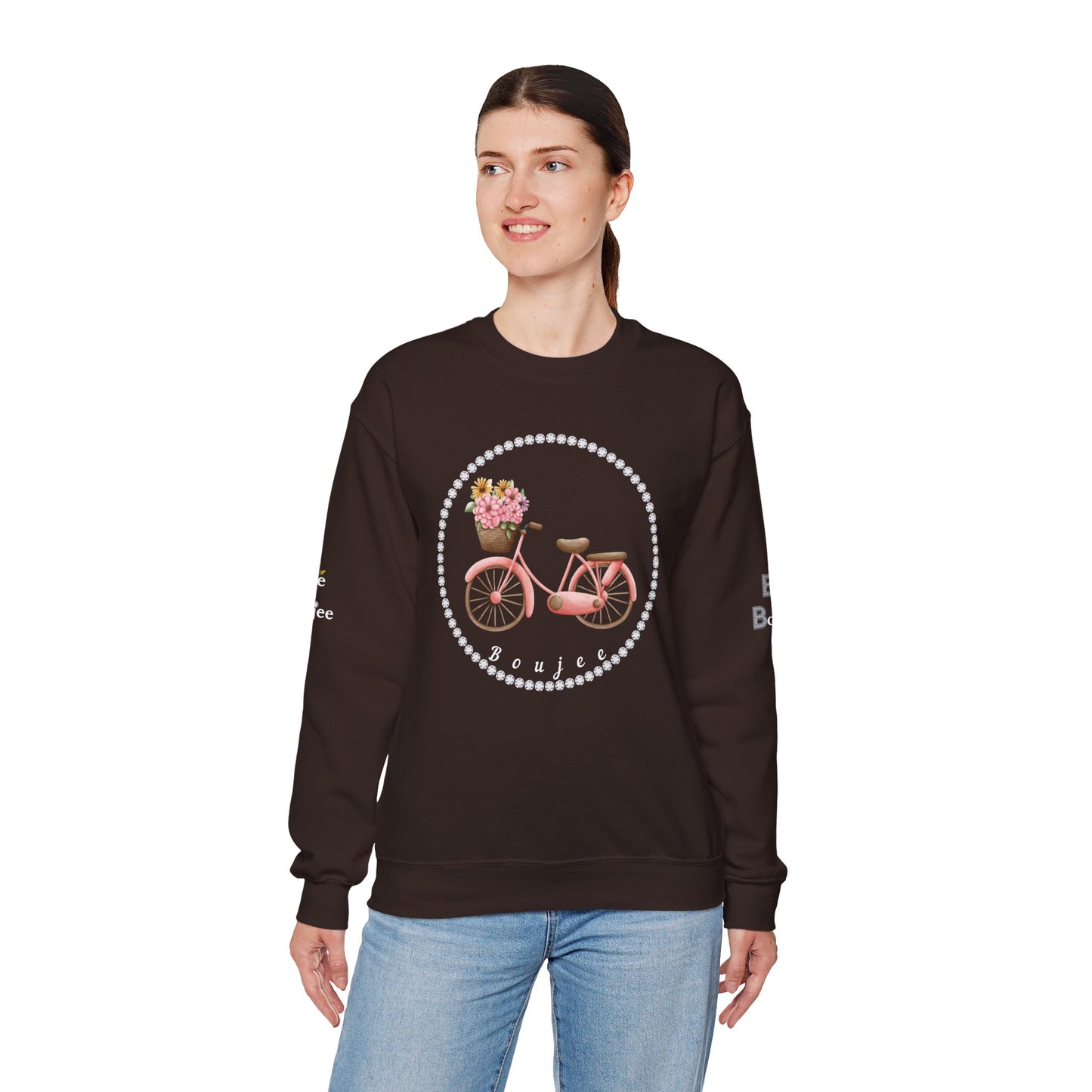 Boujee Bicycle Bouquet - Heavy Blend™ Dark Colors Crewneck Sweatshirt