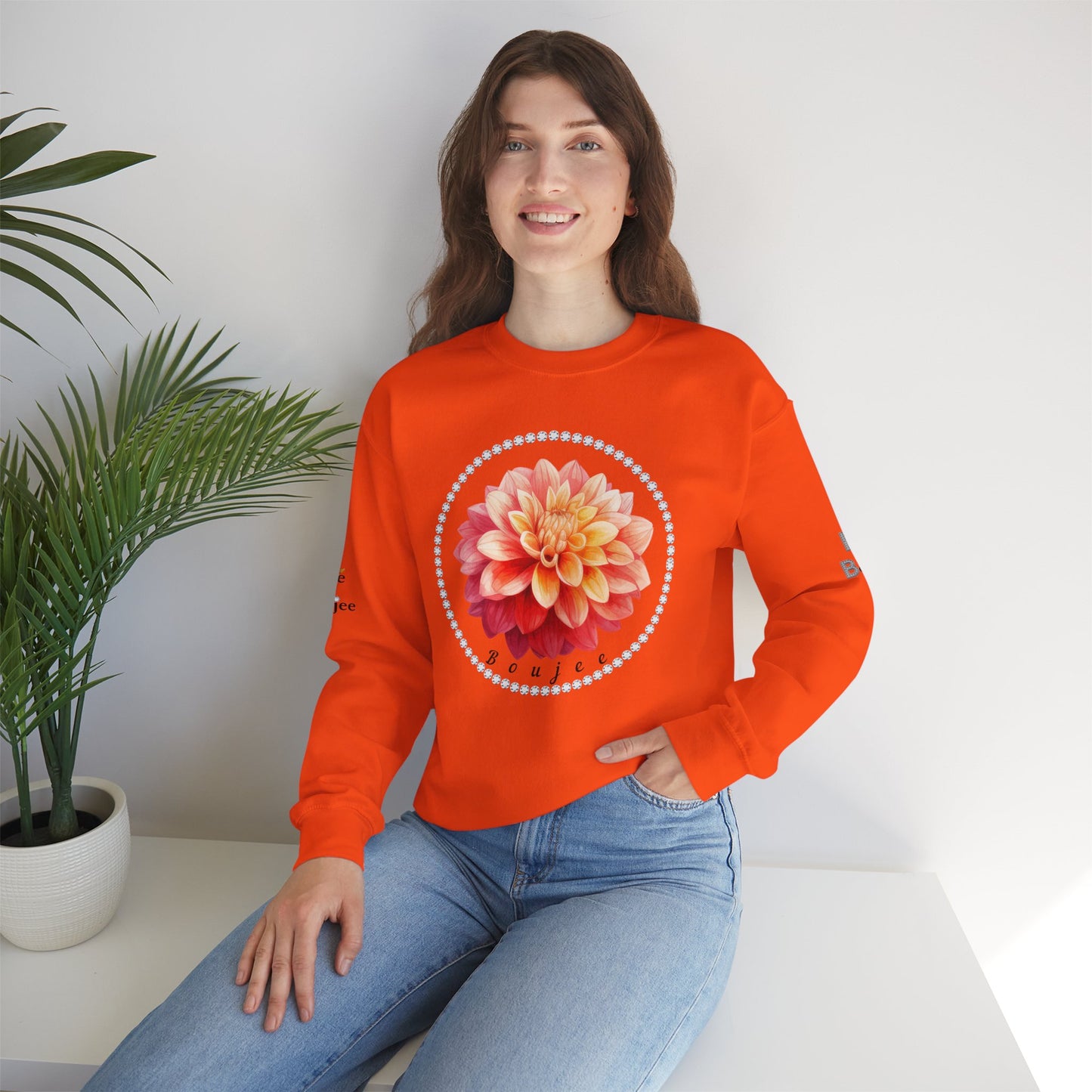 Boujee Flower Pink Yellow - Heavy Blend™ Light Colors Crewneck Sweatshirt