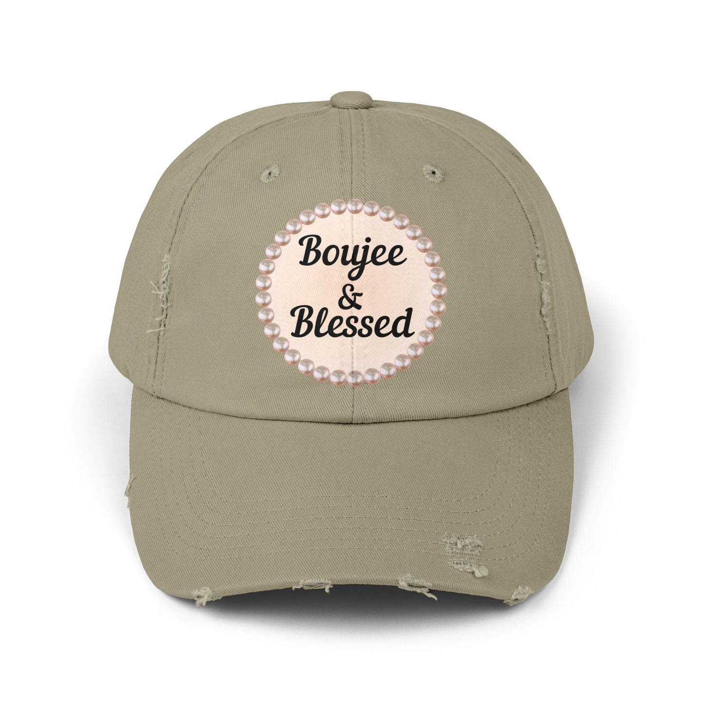 Boujee & Blessed Distressed Pearl-Emblem Cap