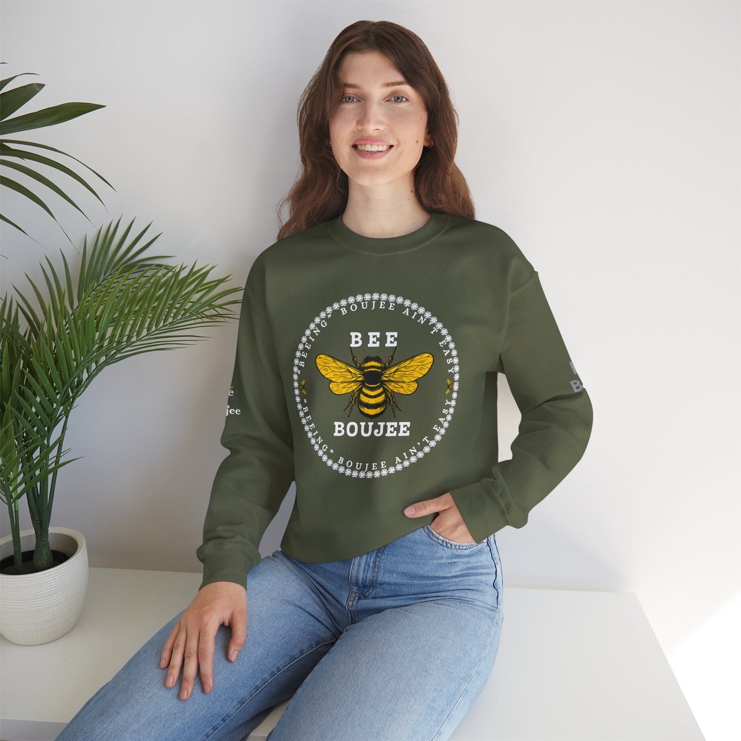 "Beeing" Boujee Ain't Easy - Heavy Blend™ Dark Colors Crewneck Sweatshirt
