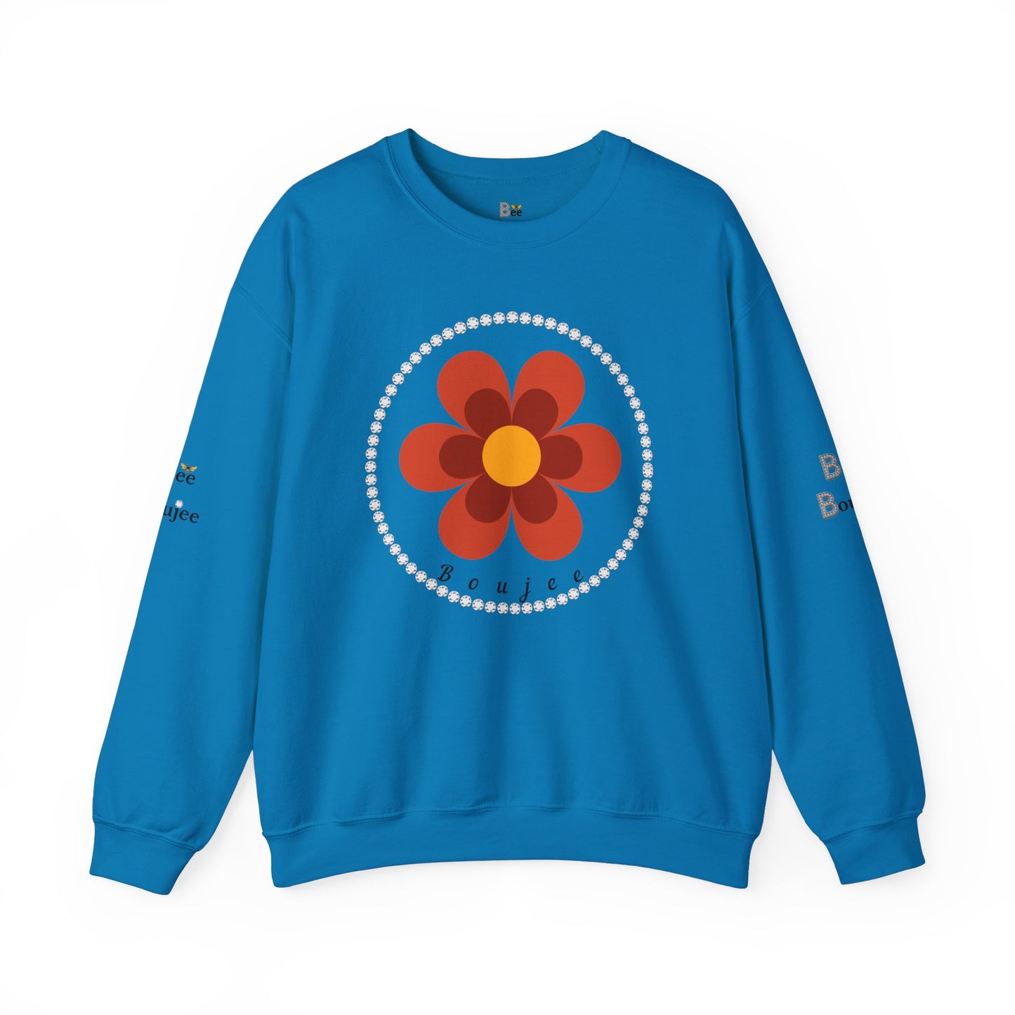 Boujee Flower Burnt Orange - Heavy Blend™ Light Colors Crewneck Sweatshirt