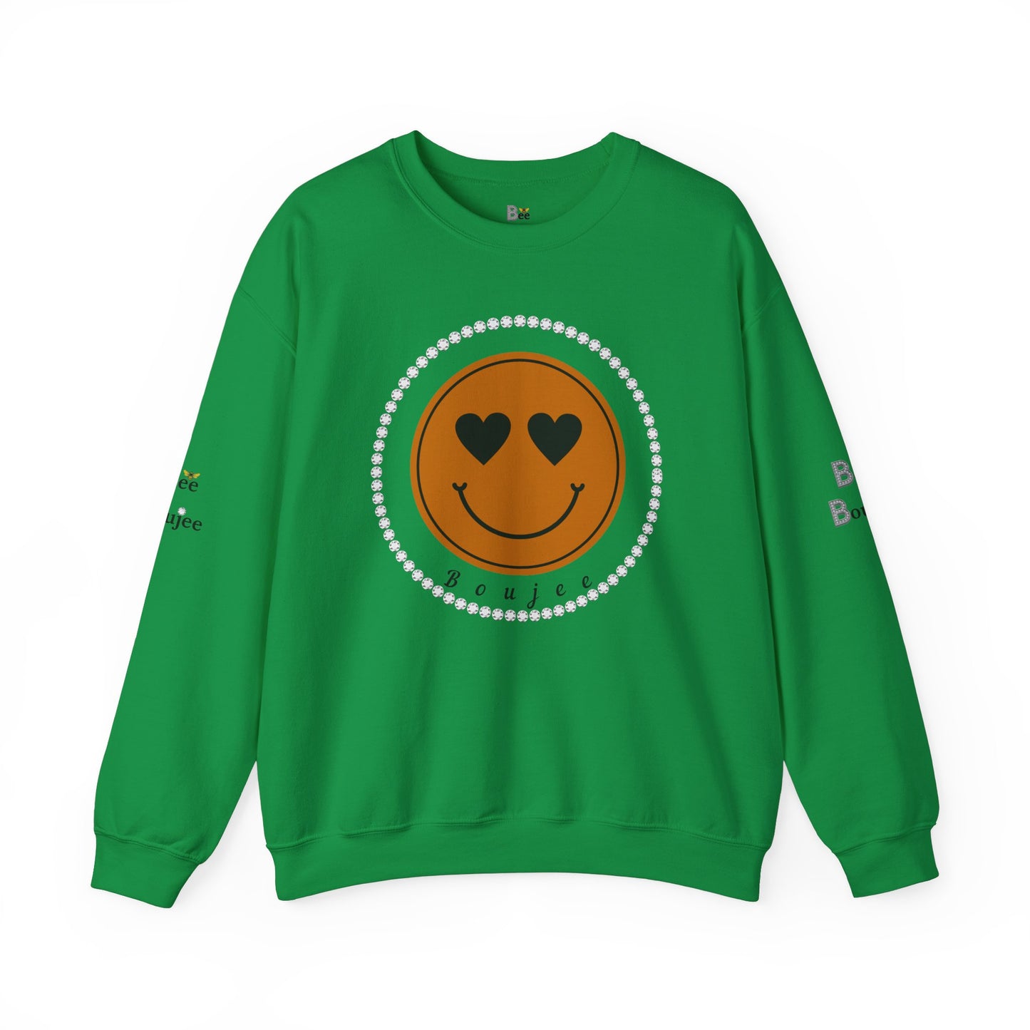 Boujee Smiley Face Heart Eyes Brown - Heavy Blend™ Light Colors Crewneck Sweatshirt