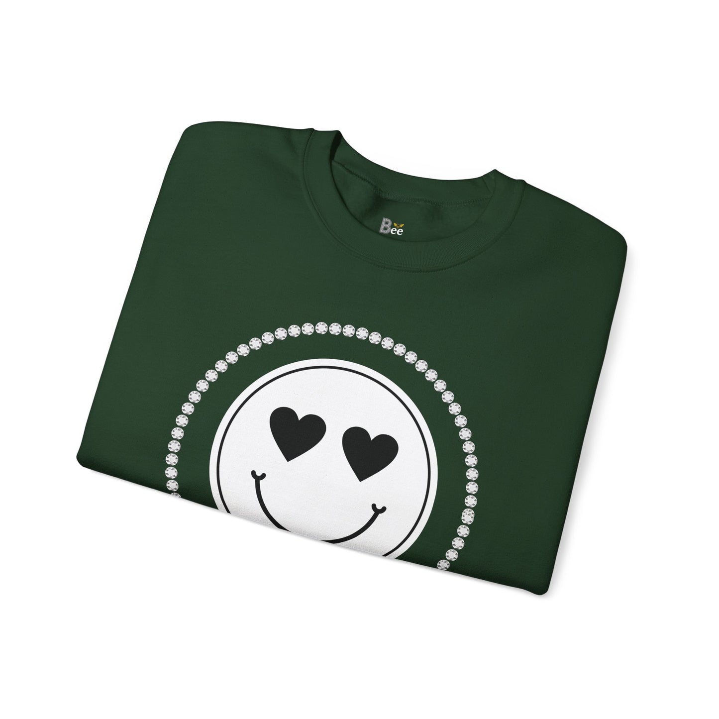 Boujee Smiley Face White Heart Eyes - Heavy Blend™ Dark Colors Crewneck Sweatshirt
