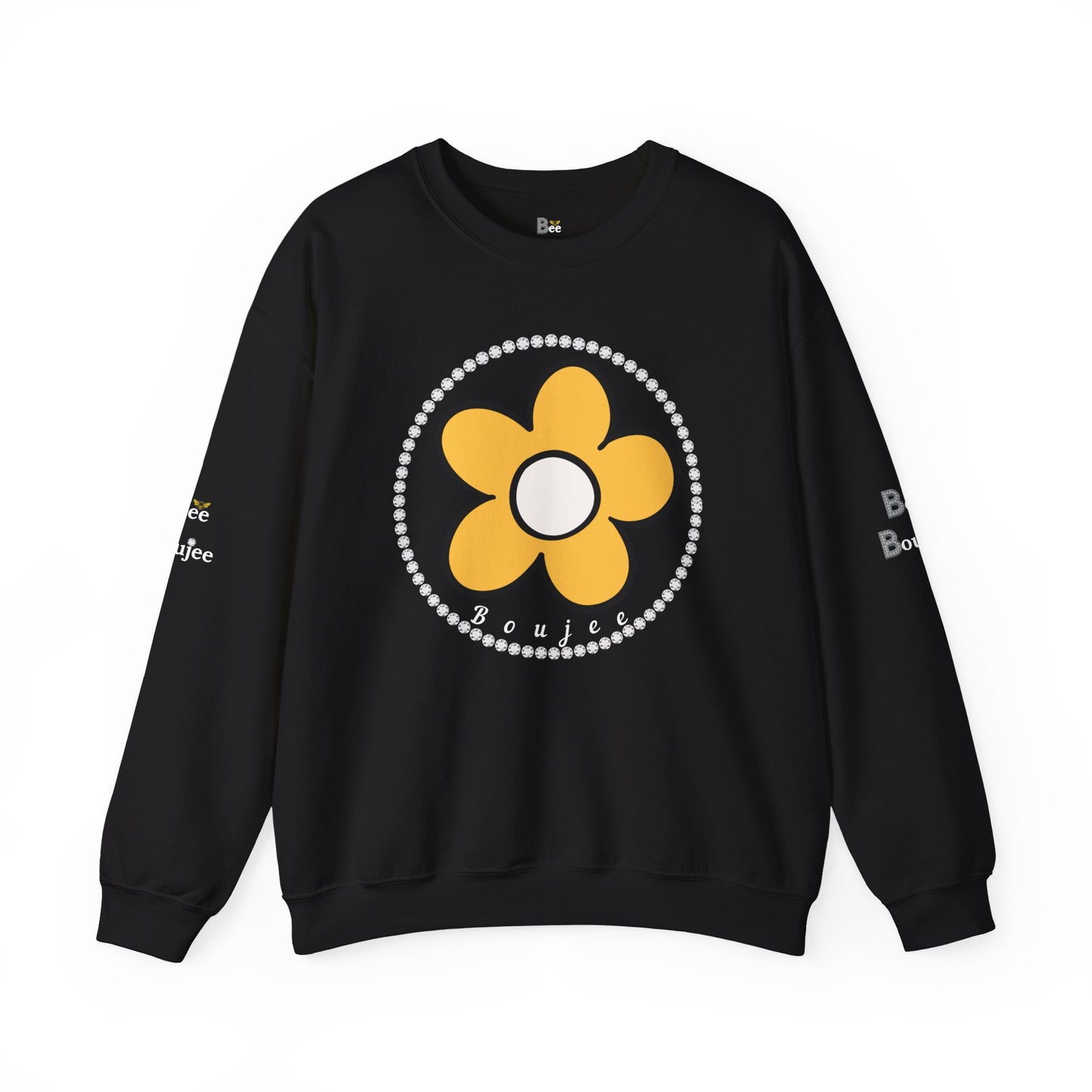 Boujee Flower Yellow White - Heavy Blend™ Dark Colors Crewneck Sweatshirt