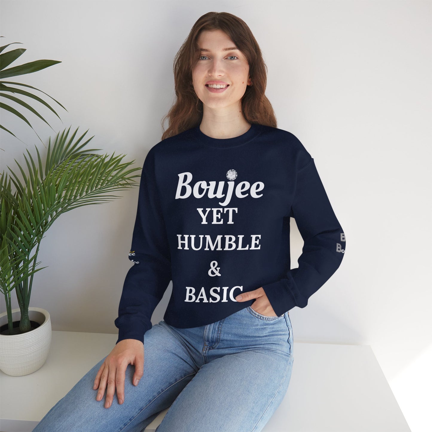 Boujee Yet Humble & Basic - Heavy Blend™ Dark Colors Crewneck Sweatshirt