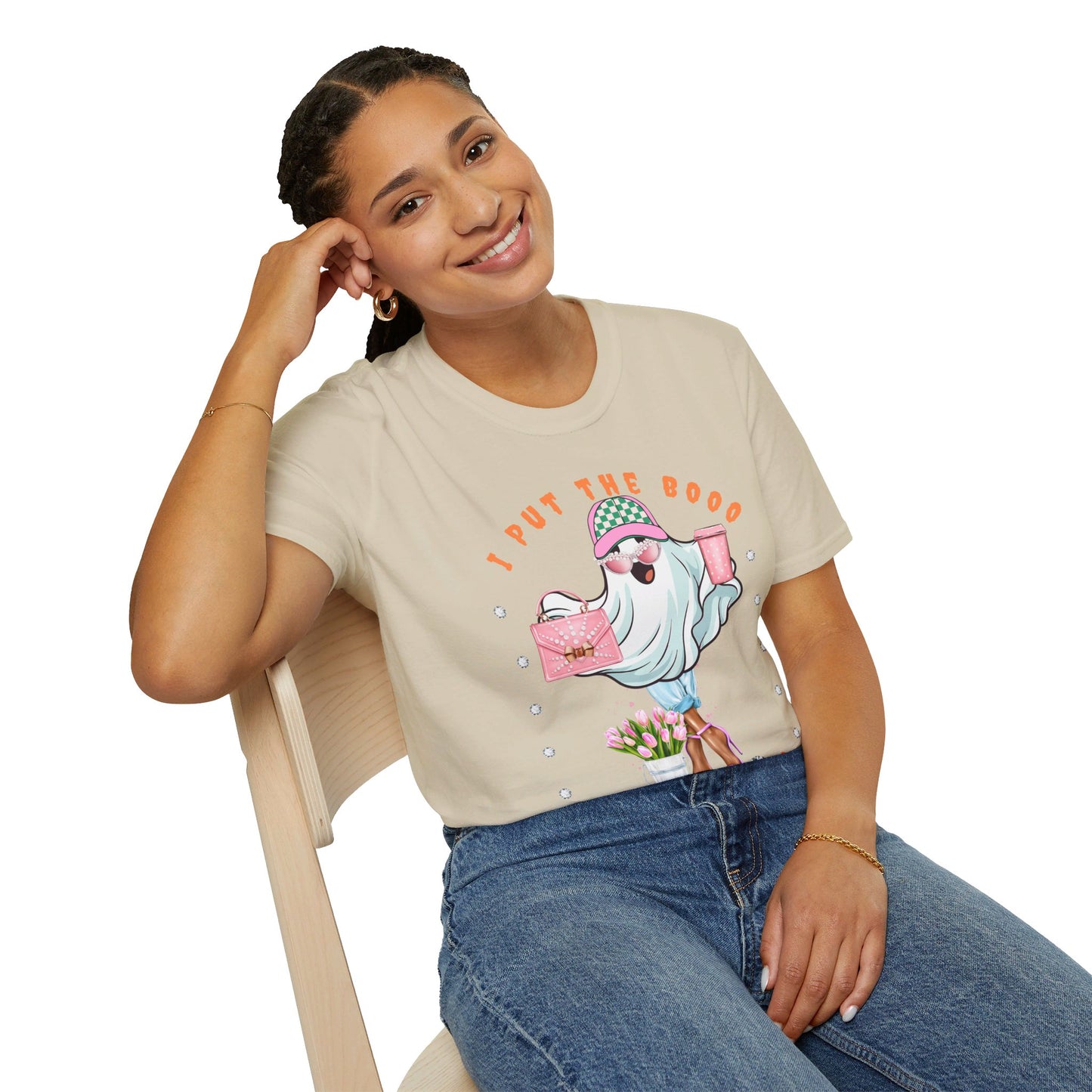 Halloween Booo in Boooujee - Softstyle T-Shirt BROWN SKIN TONE