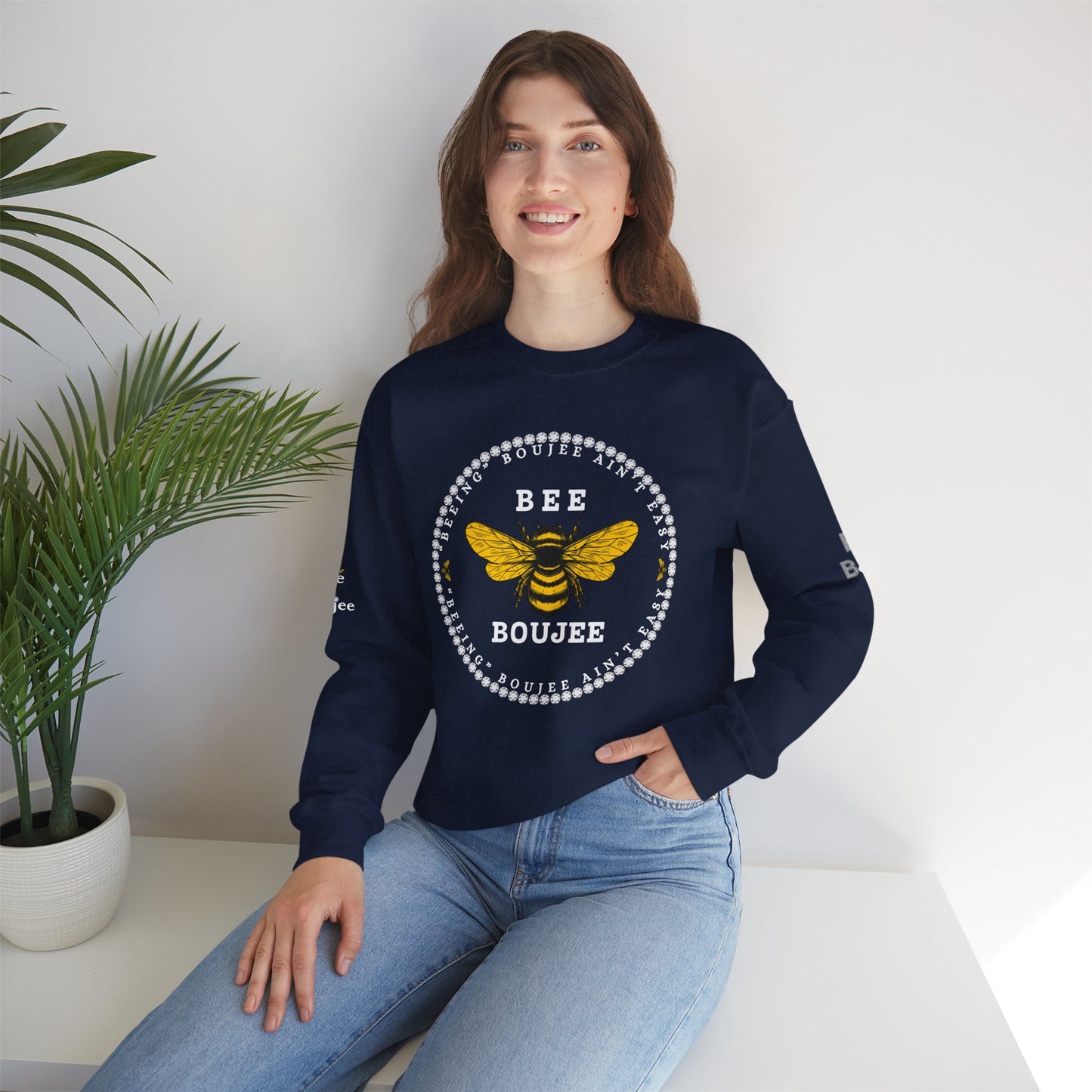 "Beeing" Boujee Ain't Easy - Heavy Blend™ Dark Colors Crewneck Sweatshirt