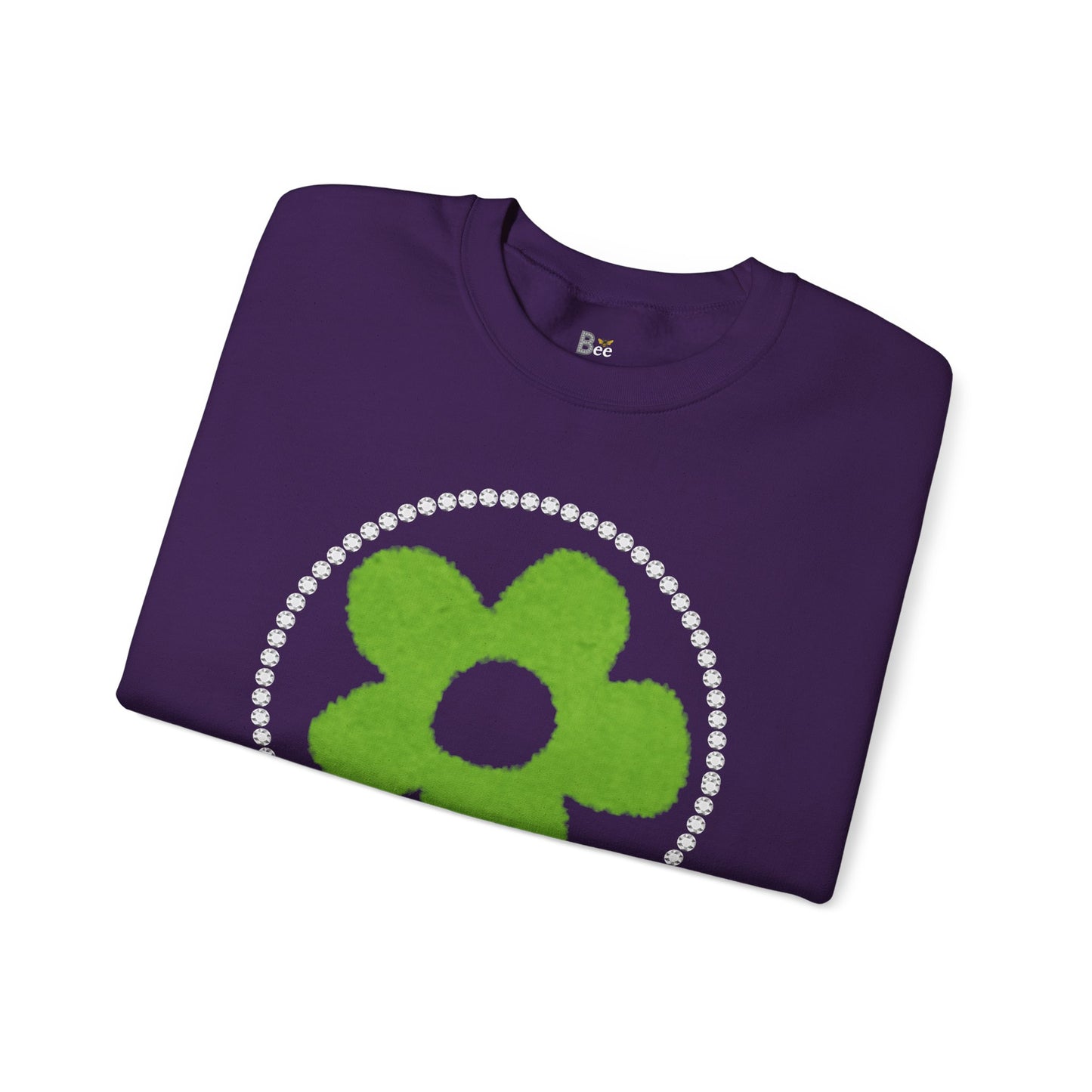 Boujee Fuzzy Green Flower- Heavy Blend™ Dark Colors Crewneck Sweatshirt