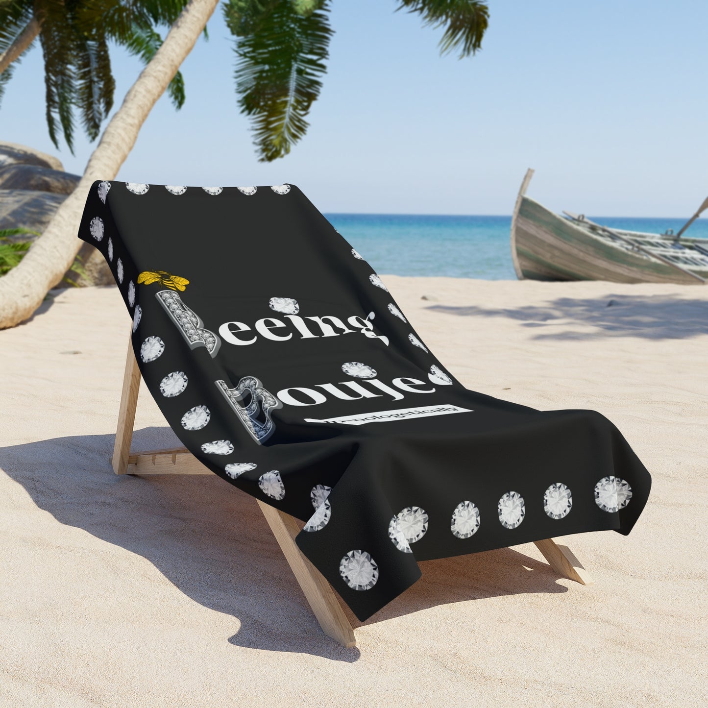Beeing Boujee Diamonds - Beach Towel BLACK