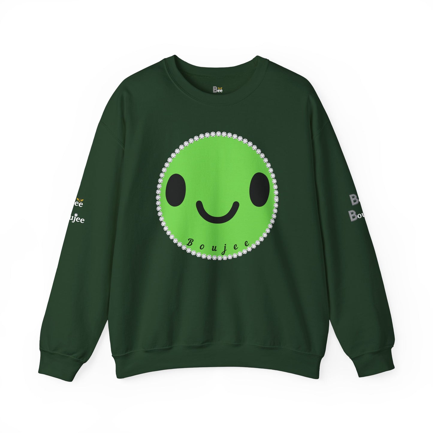 Boujee Smiley Face Green - Heavy Blend™ Dark Colors Crewneck Sweatshirt