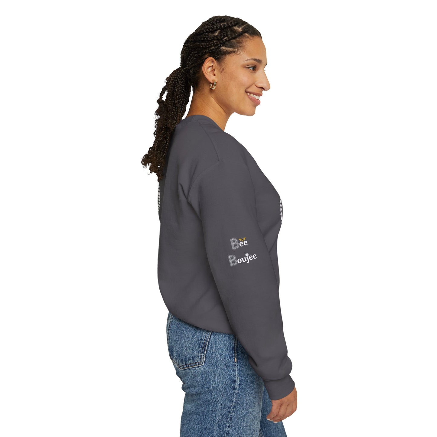 Boujee Smiley Face Pink Heart Eyes - Heavy Blend™ Dark Colors Crewneck Sweatshirt