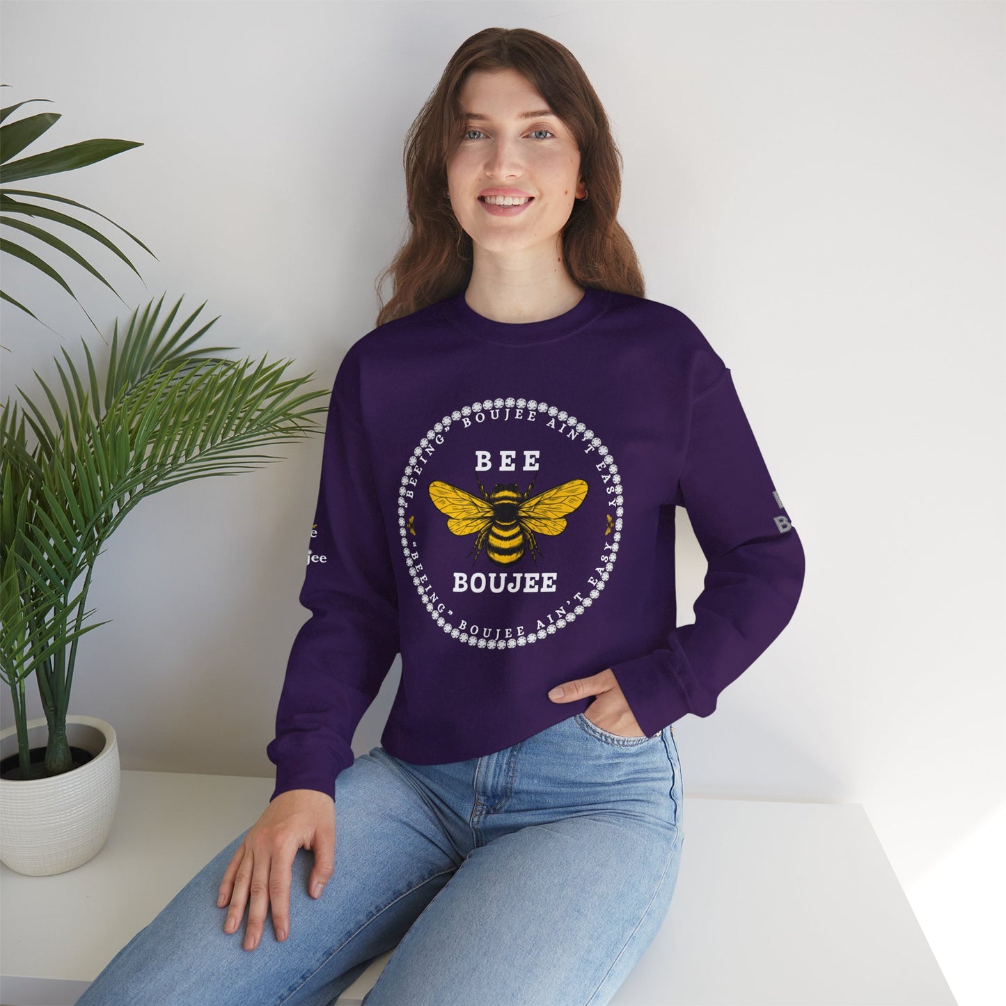 "Beeing" Boujee Ain't Easy - Heavy Blend™ Dark Colors Crewneck Sweatshirt