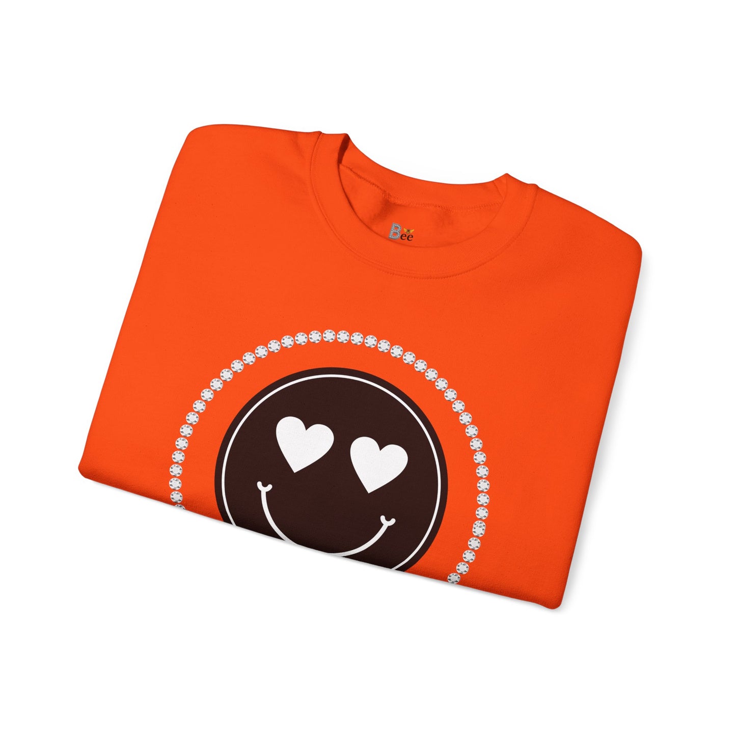 Boujee Smiley Face Heart Eyes Black - Heavy Blend™ Light Colors Crewneck Sweatshirt