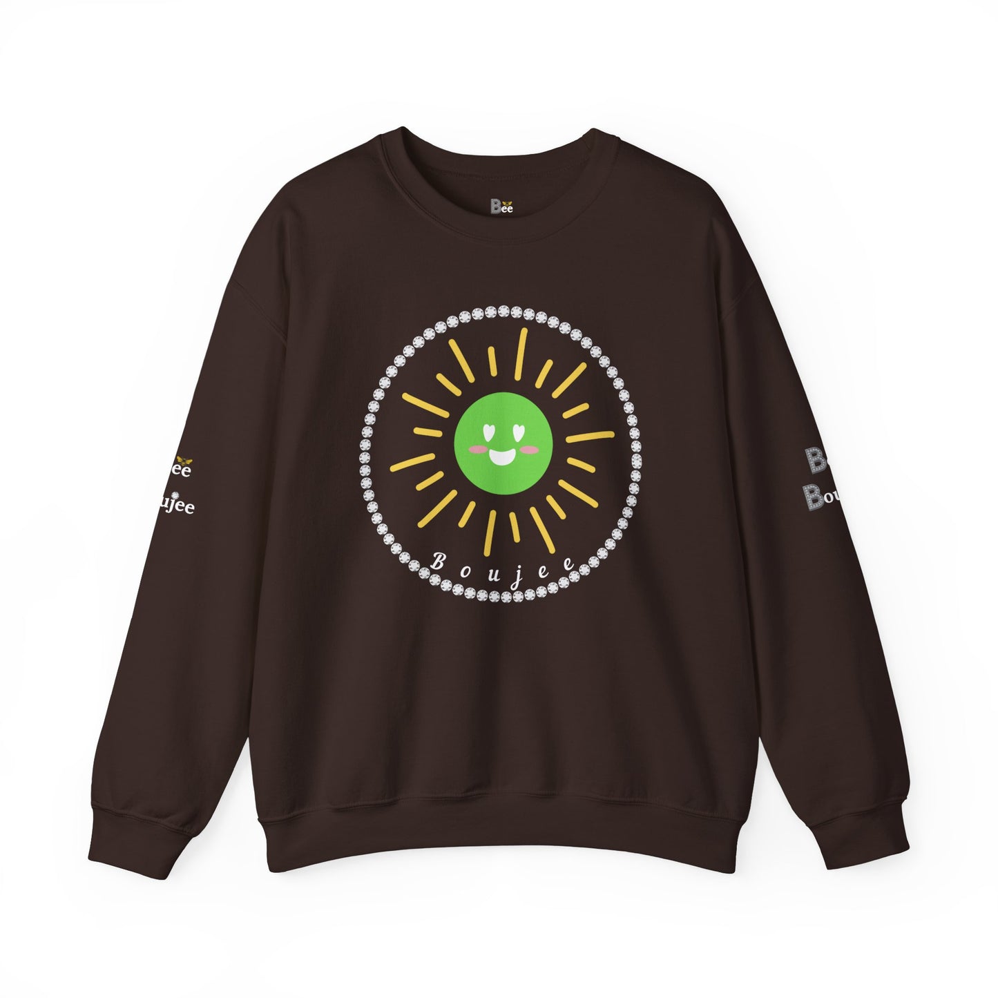 Boujee Sunshine Smiley Face Green - Heavy Blend™ Dark Colors Crewneck Sweatshirt