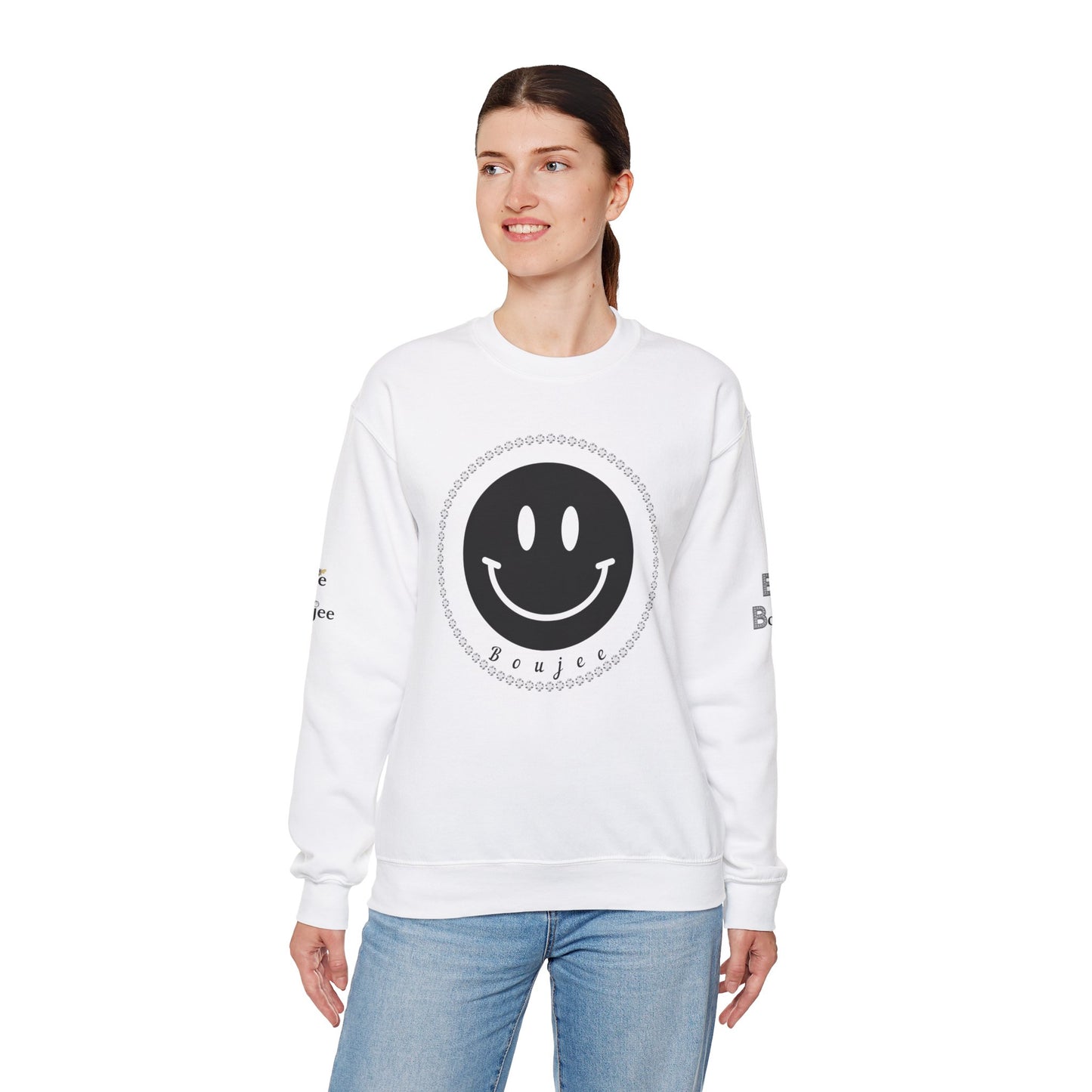 Boujee Smiley Face Black - Heavy Blend™ Light Colors Crewneck Sweatshirt