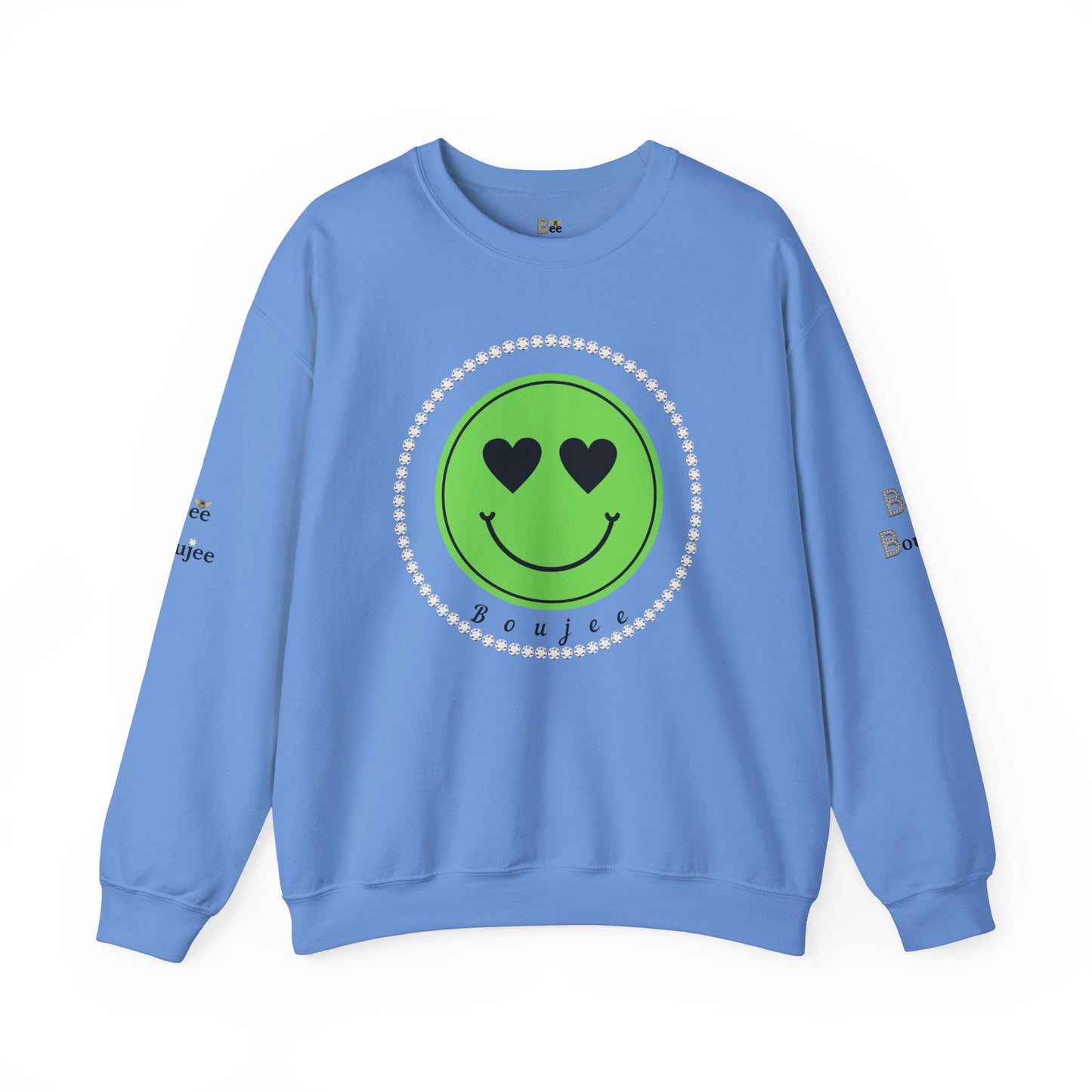 Boujee Smiley Face Heart Eyes Green - Heavy Blend™ Light Colors Crewneck Sweatshirt