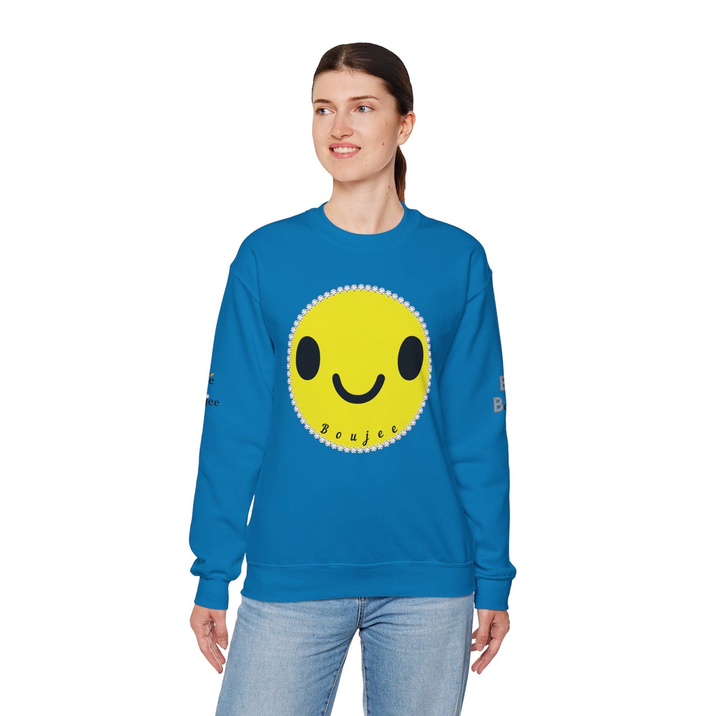 Boujee Smiley Face Yellow - Heavy Blend™ Light Colors Crewneck Sweatshirt