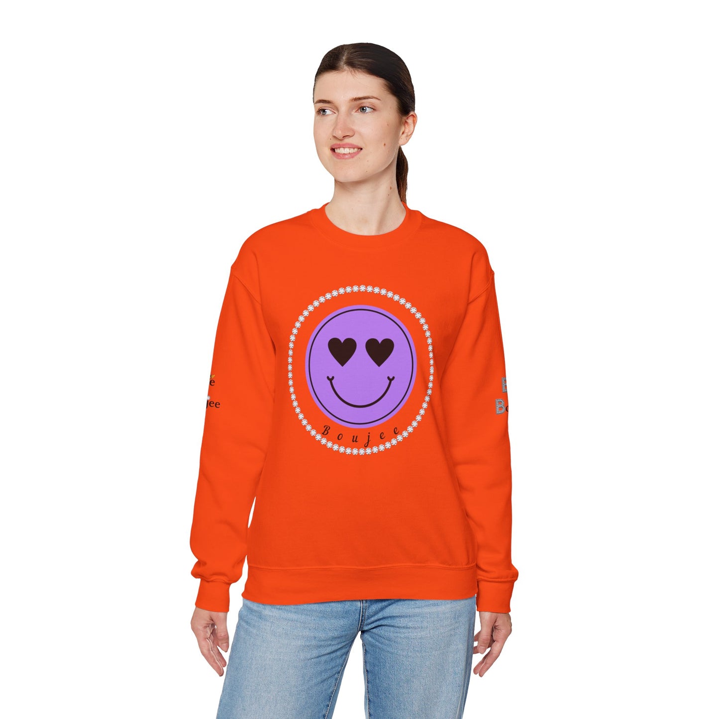 Boujee Smiley Face Purple Heart Eyes - Heavy Blend™ Light Colors Crewneck Sweatshirt