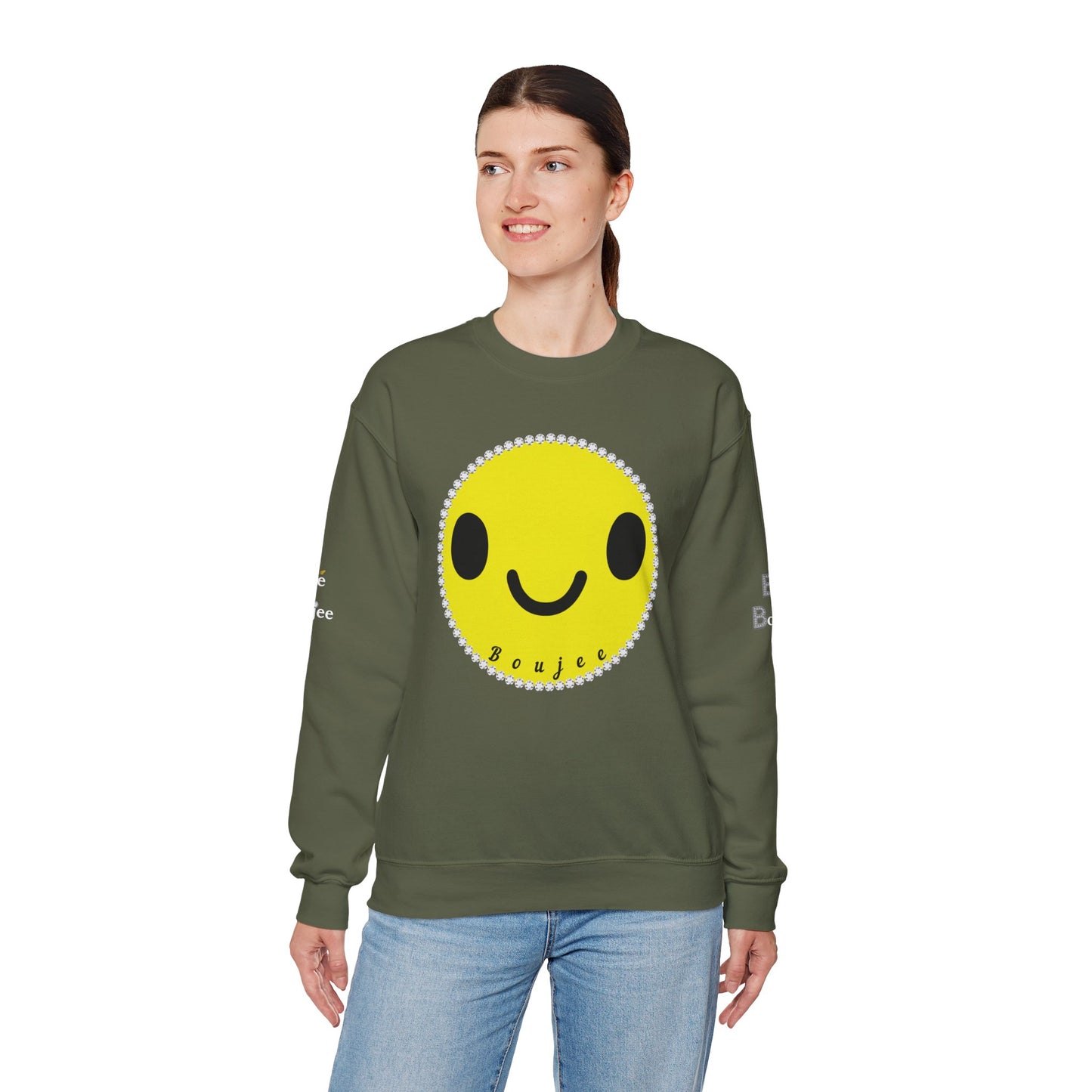 Boujee Smiley Face Yellow - Heavy Blend™ Dark Colors Crewneck Sweatshirt