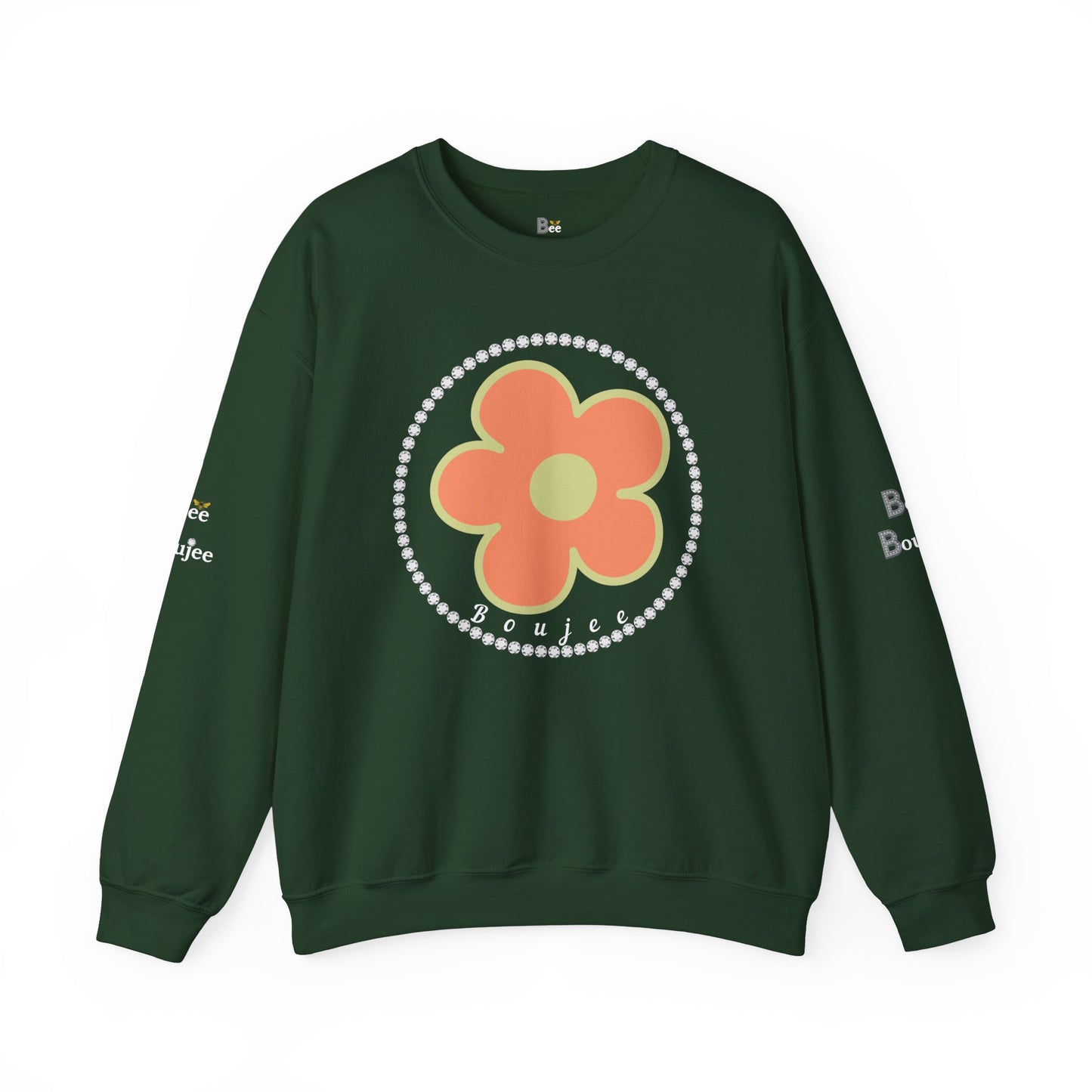 Boujee Flower Orange Green - Heavy Blend™ Dark Colors Crewneck Sweatshirt