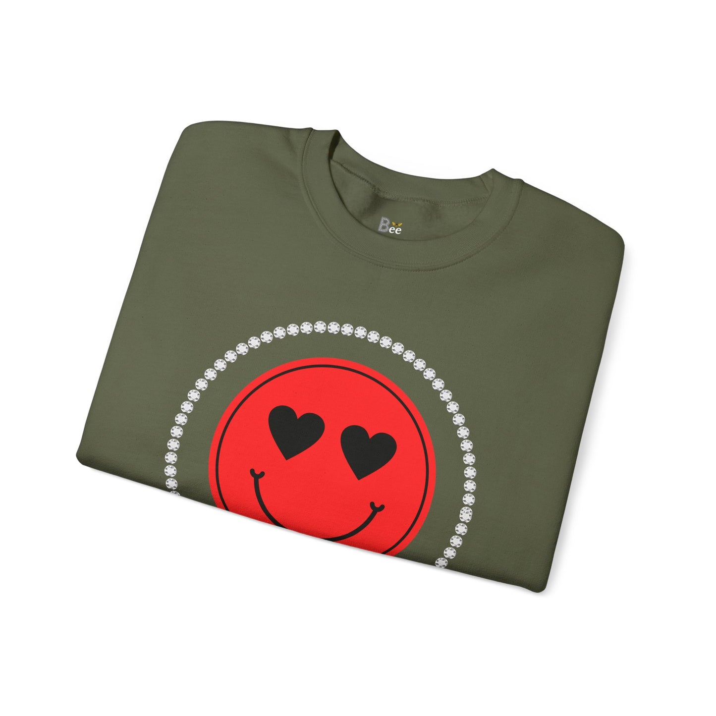 Boujee Smiley Face Red Heart Eyes - Heavy Blend™ Dark Colors Crewneck Sweatshirt
