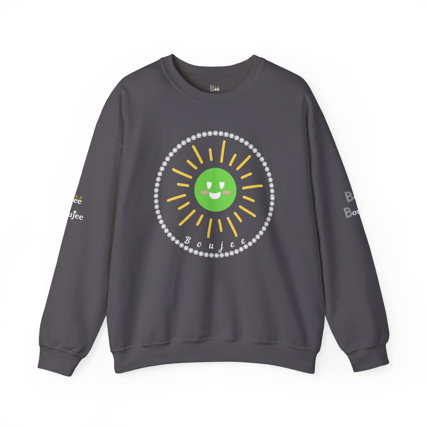 Boujee Sunshine Smiley Face Green - Heavy Blend™ Dark Colors Crewneck Sweatshirt