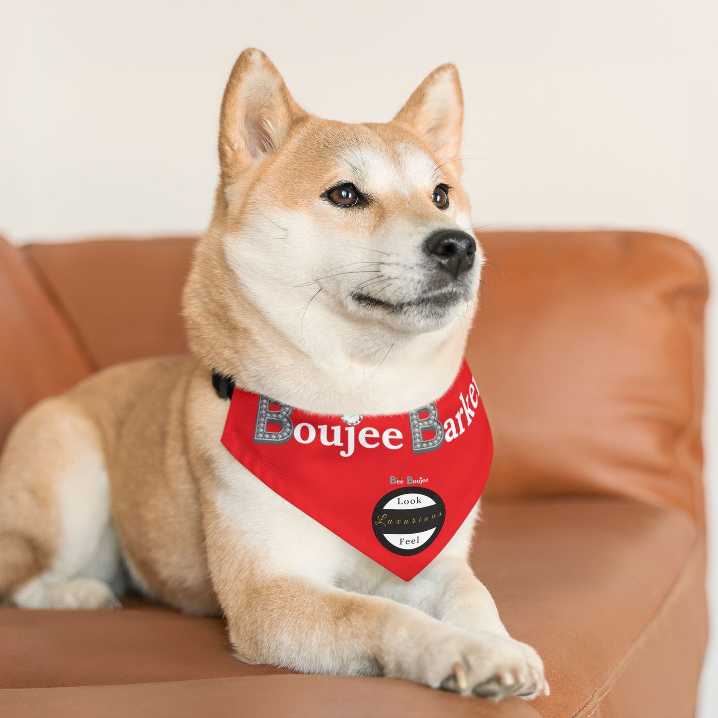 Boujee Barker Bandana RED - Pet Collar MEDIUM