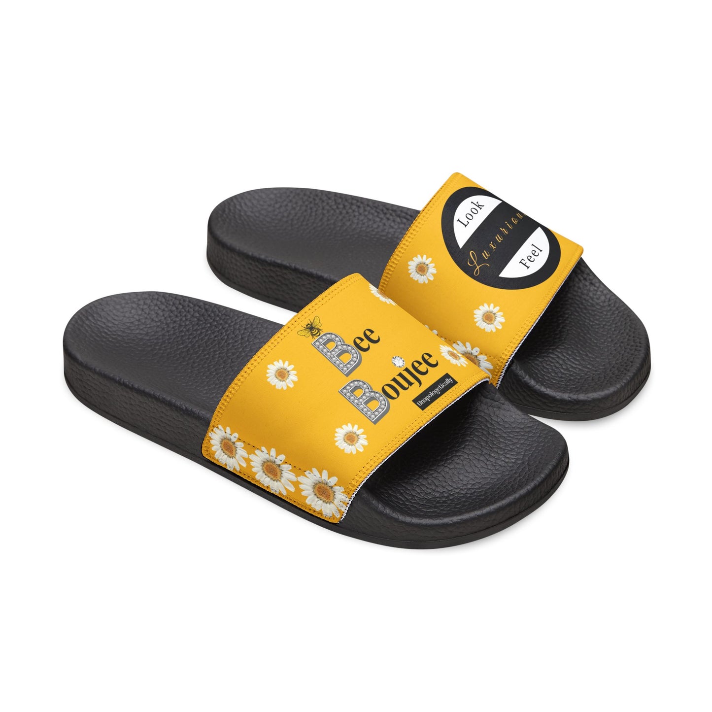 Bee Boujee - GOLD Flowers Women's Removable-Strap Sandals