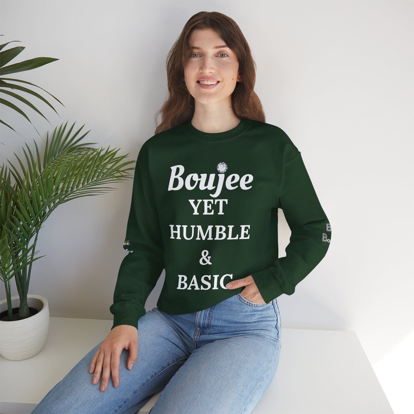 Boujee Yet Humble & Basic - Heavy Blend™ Dark Colors Crewneck Sweatshirt