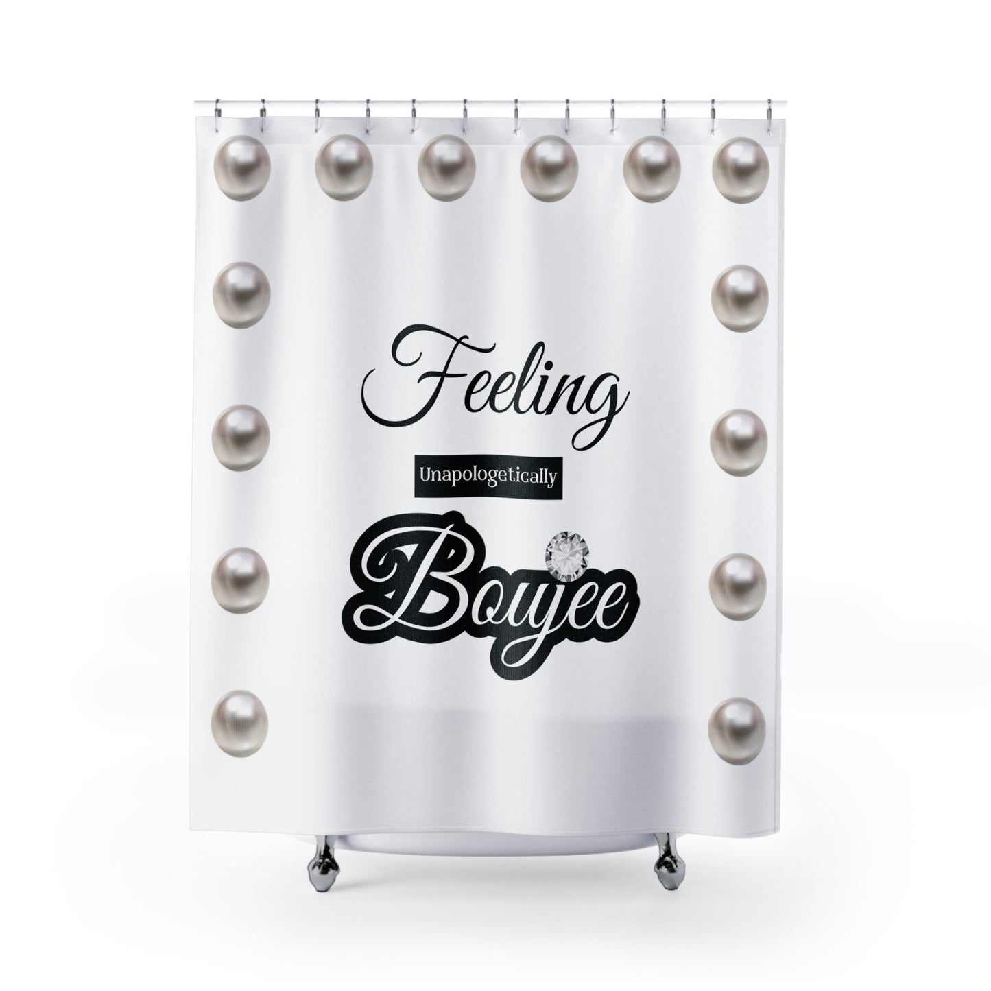 Feeling Boujee - Shower Curtain WHITE with PEARLS
