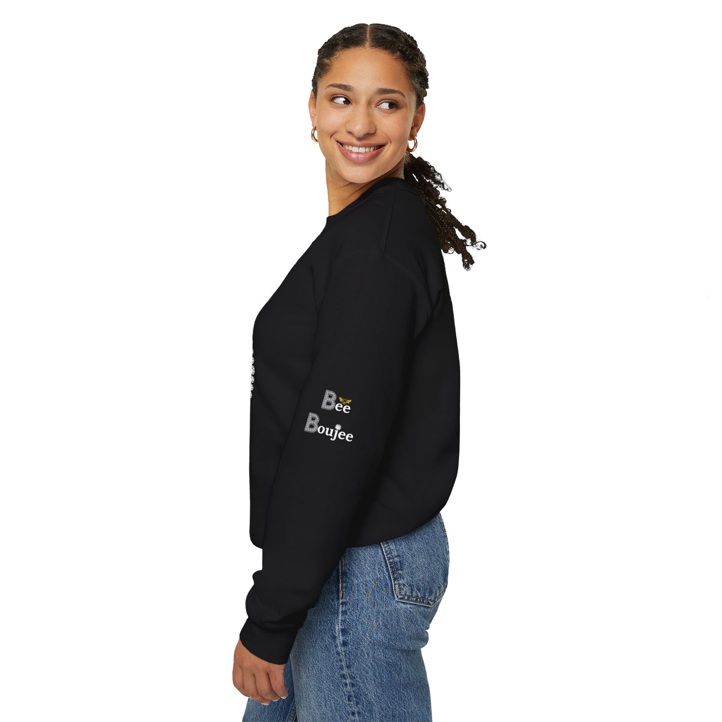 Boujee Smiley Face Pink Heart Eyes - Heavy Blend™ Dark Colors Crewneck Sweatshirt