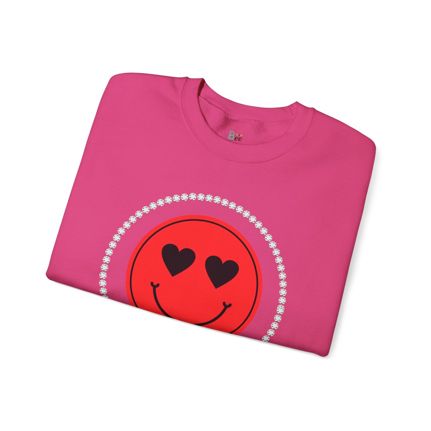 Boujee Smiley Face Heart Eyes Red - Heavy Blend™ Light Colors Crewneck Sweatshirt
