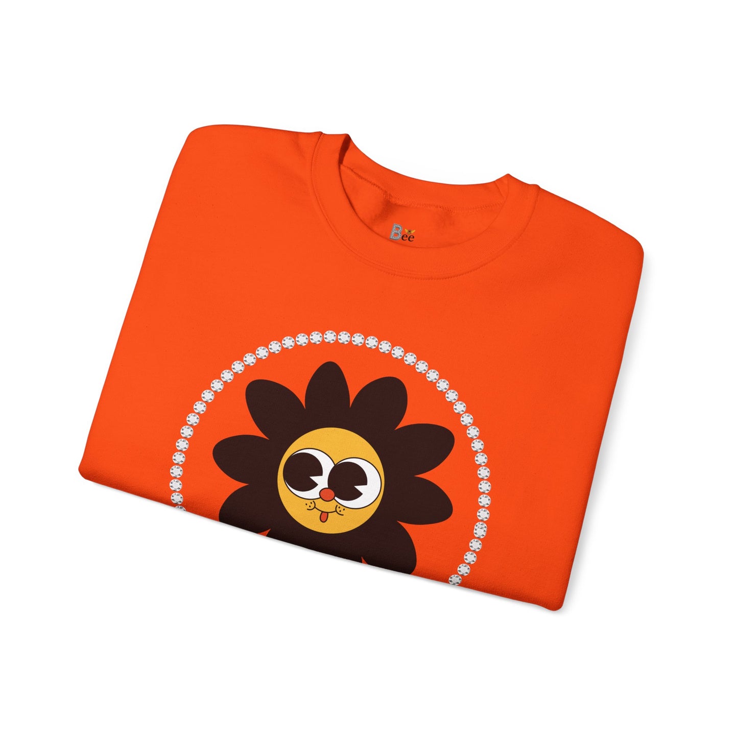 Boujee Flower Smiley Face Black Gold Wide-Eyed - Heavy Blend™ Light Colors Crewneck Sweatshirt
