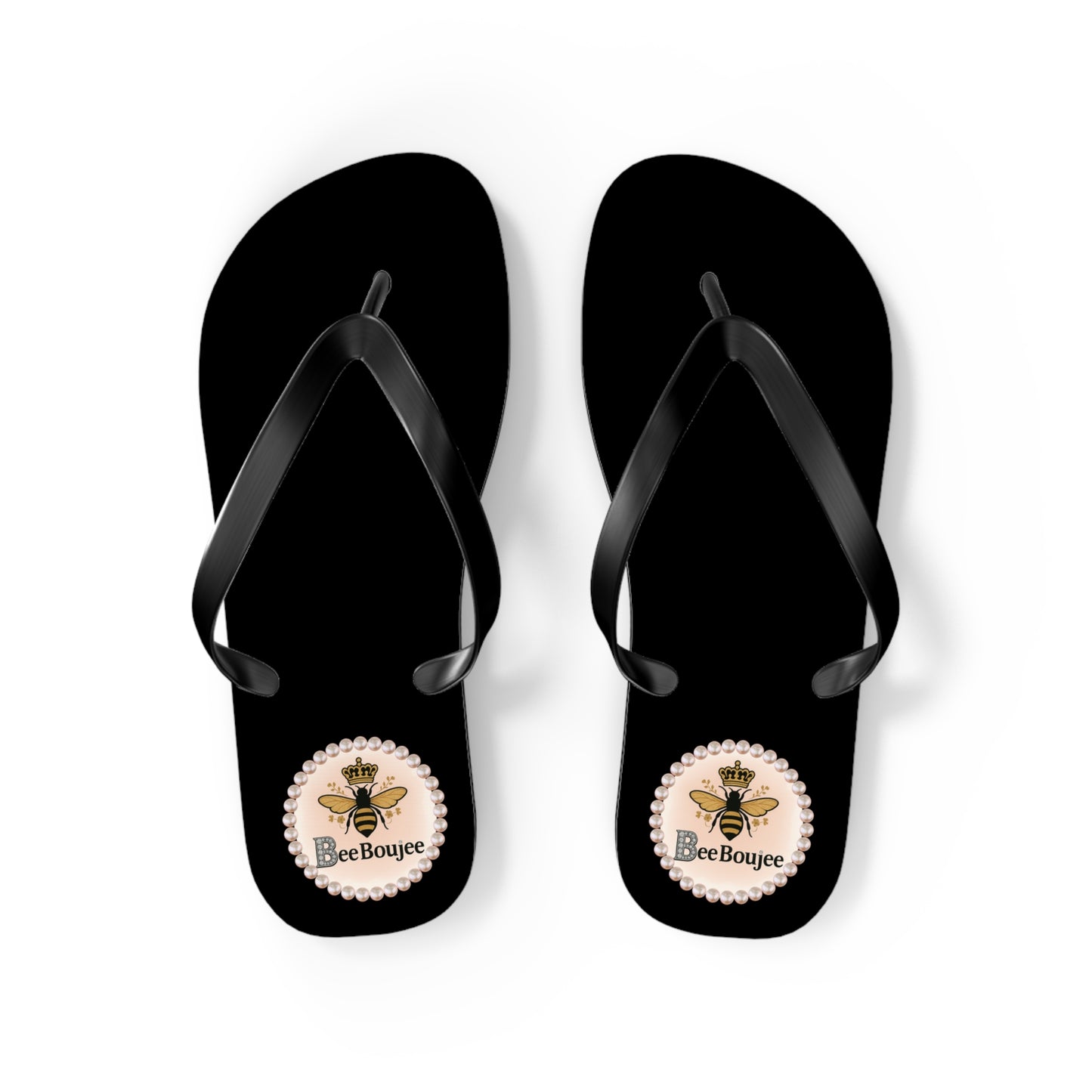 Bee Boujee BLACK Flip Flops - MEDIUM