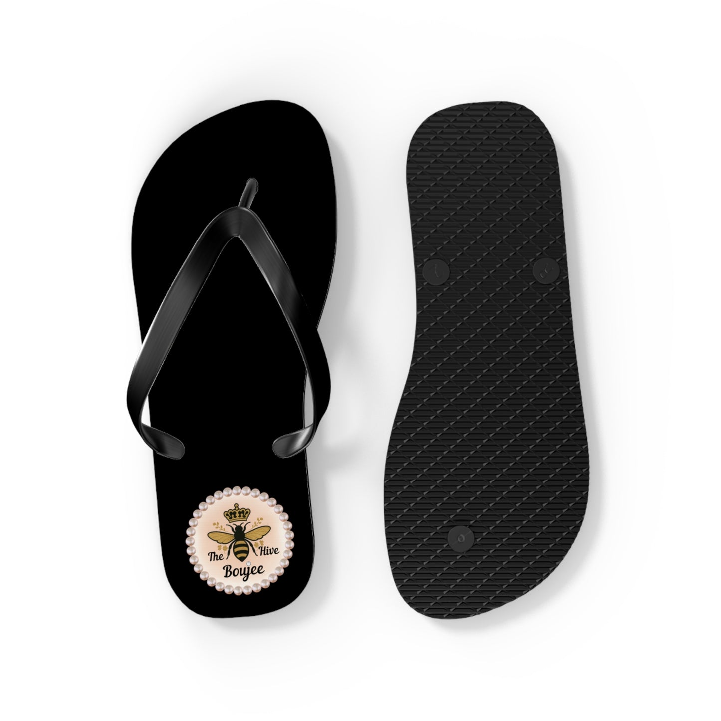 The Boujee Hive BLACK Flip Flops - MEDIUM