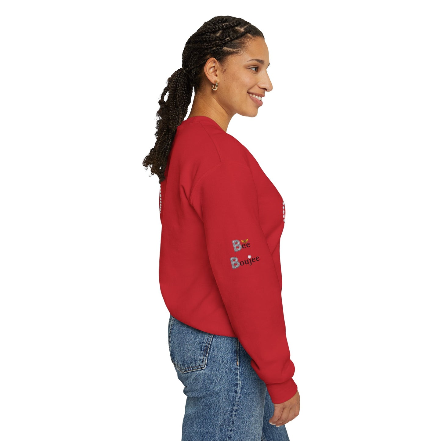 Boujee Smiley Face Purple Heart Eyes - Heavy Blend™ Light Colors Crewneck Sweatshirt