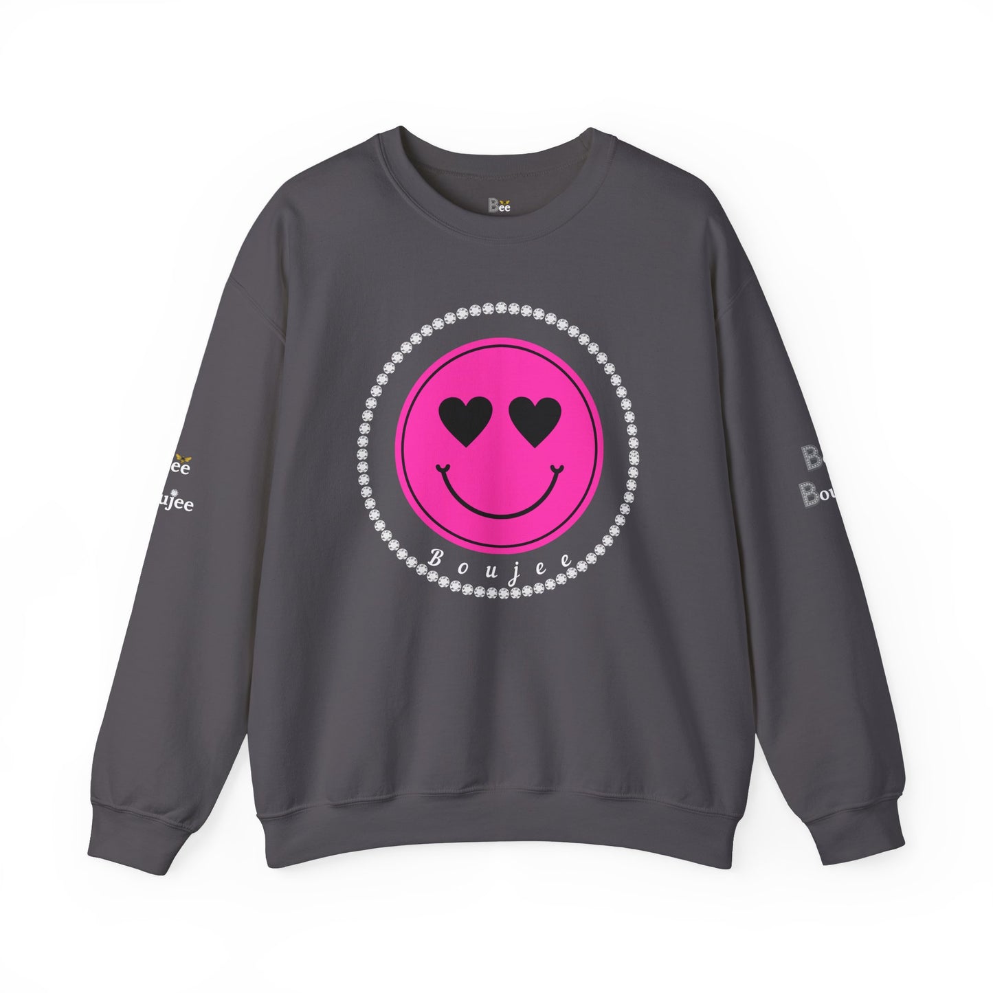 Boujee Smiley Face Pink Heart Eyes - Heavy Blend™ Dark Colors Crewneck Sweatshirt