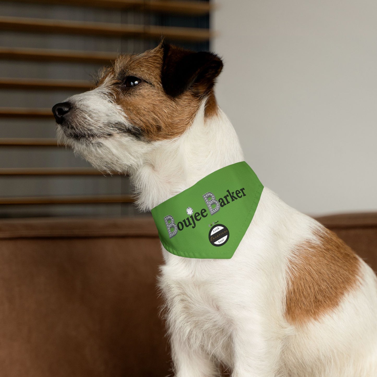 Boujee Barker Bandana GREEN - Pet Collar SMALL