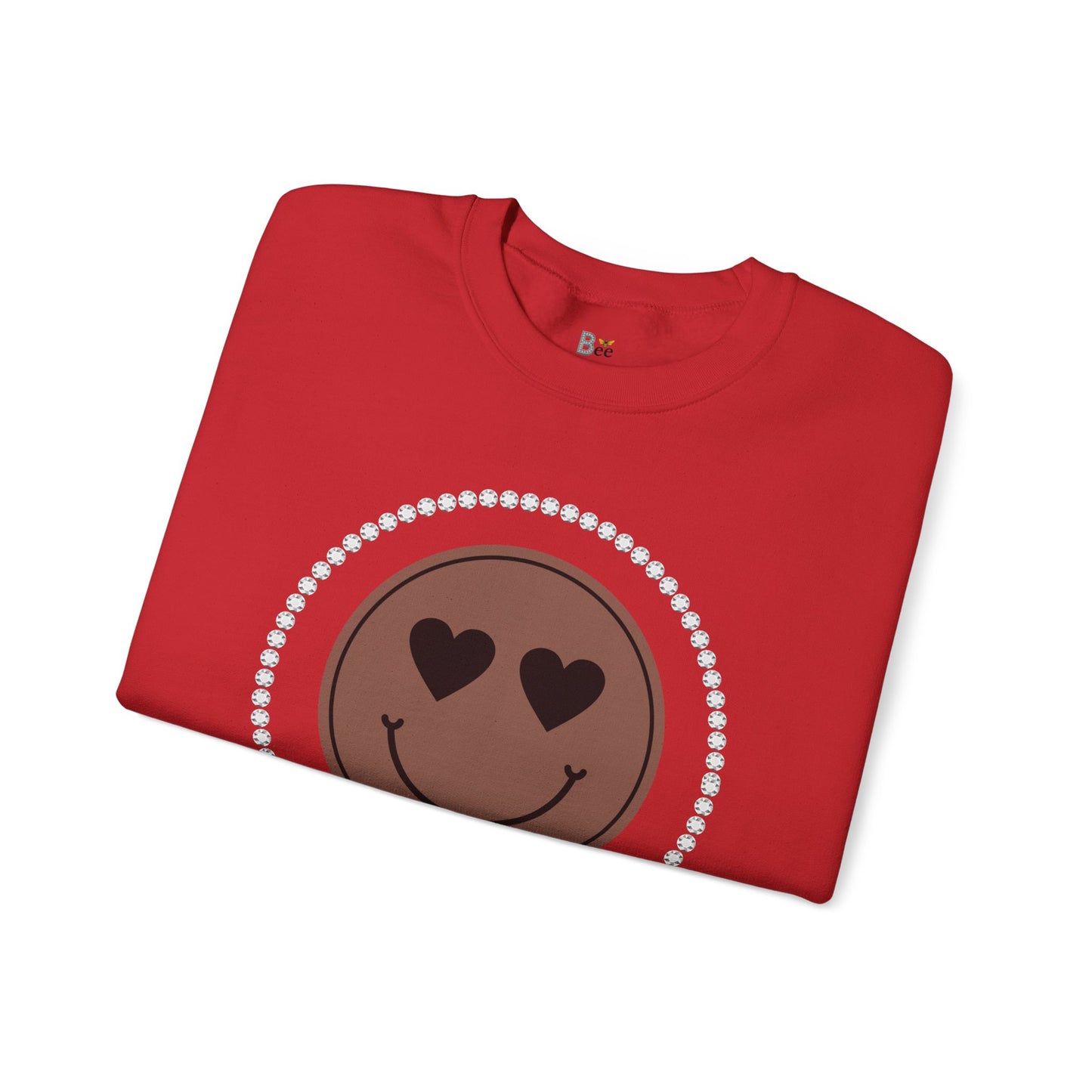 Boujee Smiley Face Heart Eyes Brown - Heavy Blend™ Light Colors Crewneck Sweatshirt