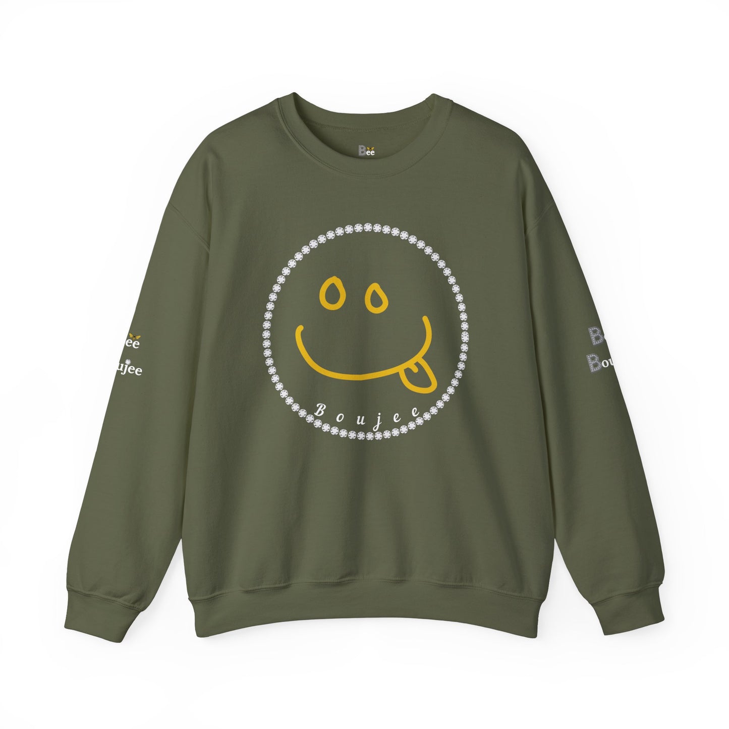 Boujee Smiley Goofy Face - Heavy Blend™ Dark Colors Crewneck Sweatshirt