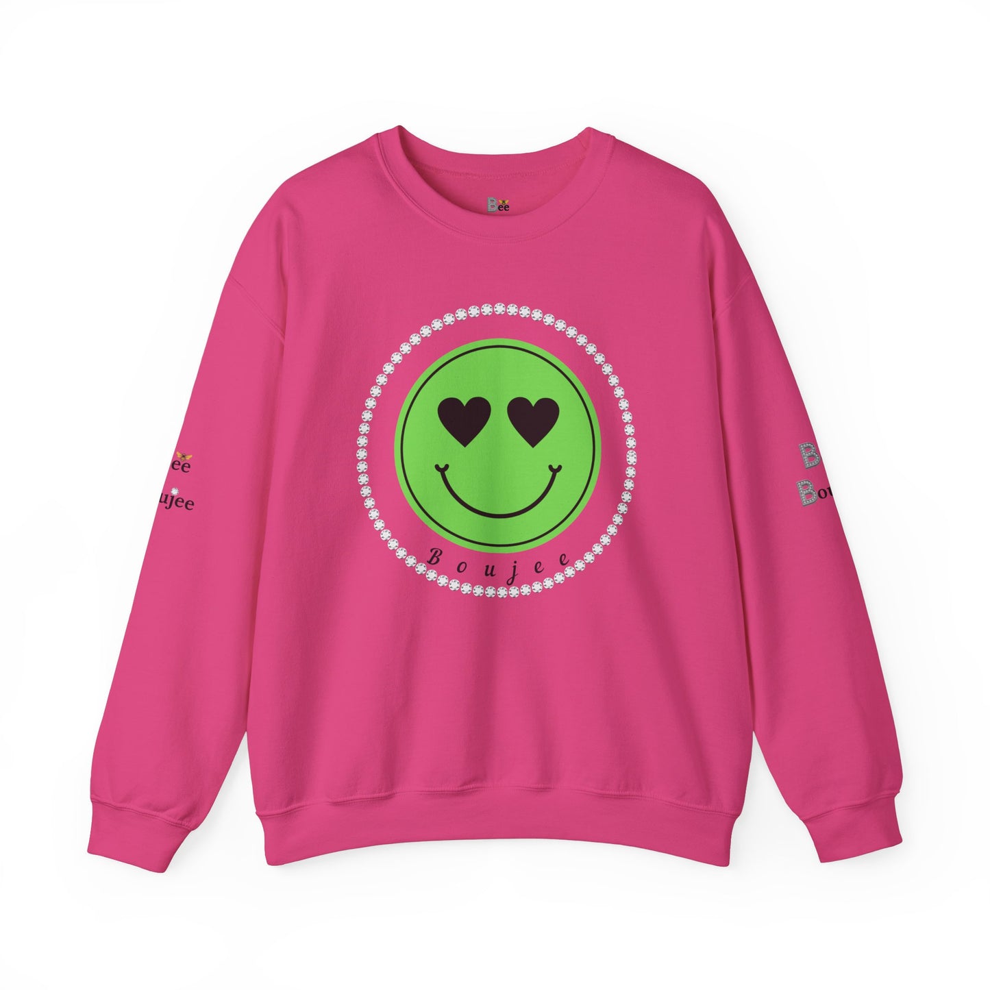 Boujee Smiley Face Heart Eyes Green - Heavy Blend™ Light Colors Crewneck Sweatshirt
